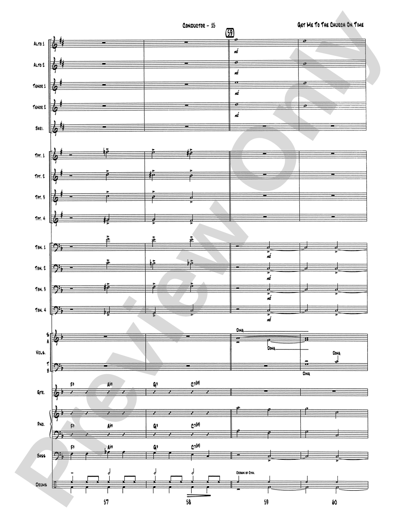 Get Me to the Church on Time: Jazz Ensemble Conductor Score & Parts
