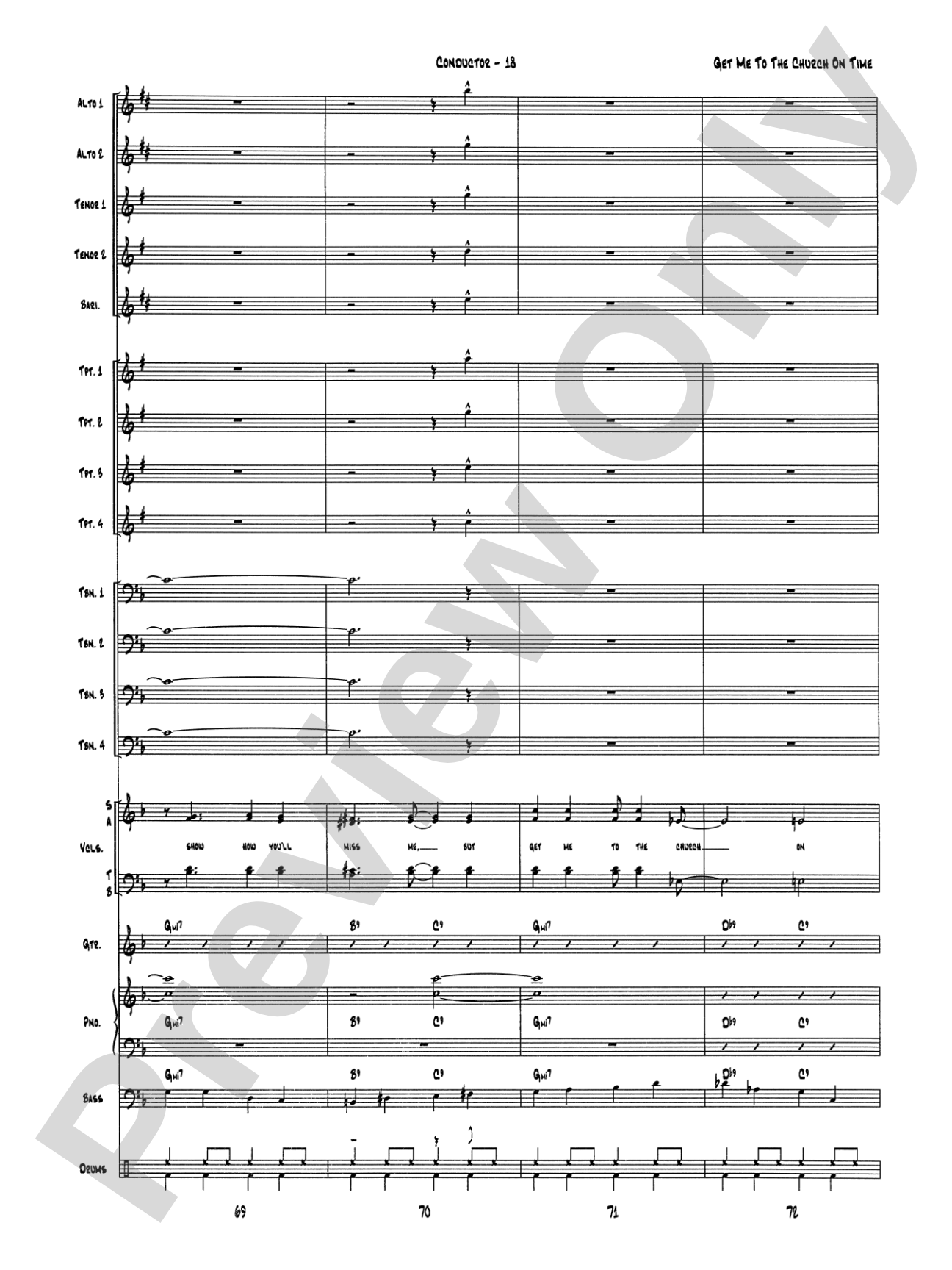 Get Me to the Church on Time: Jazz Ensemble Conductor Score & Parts