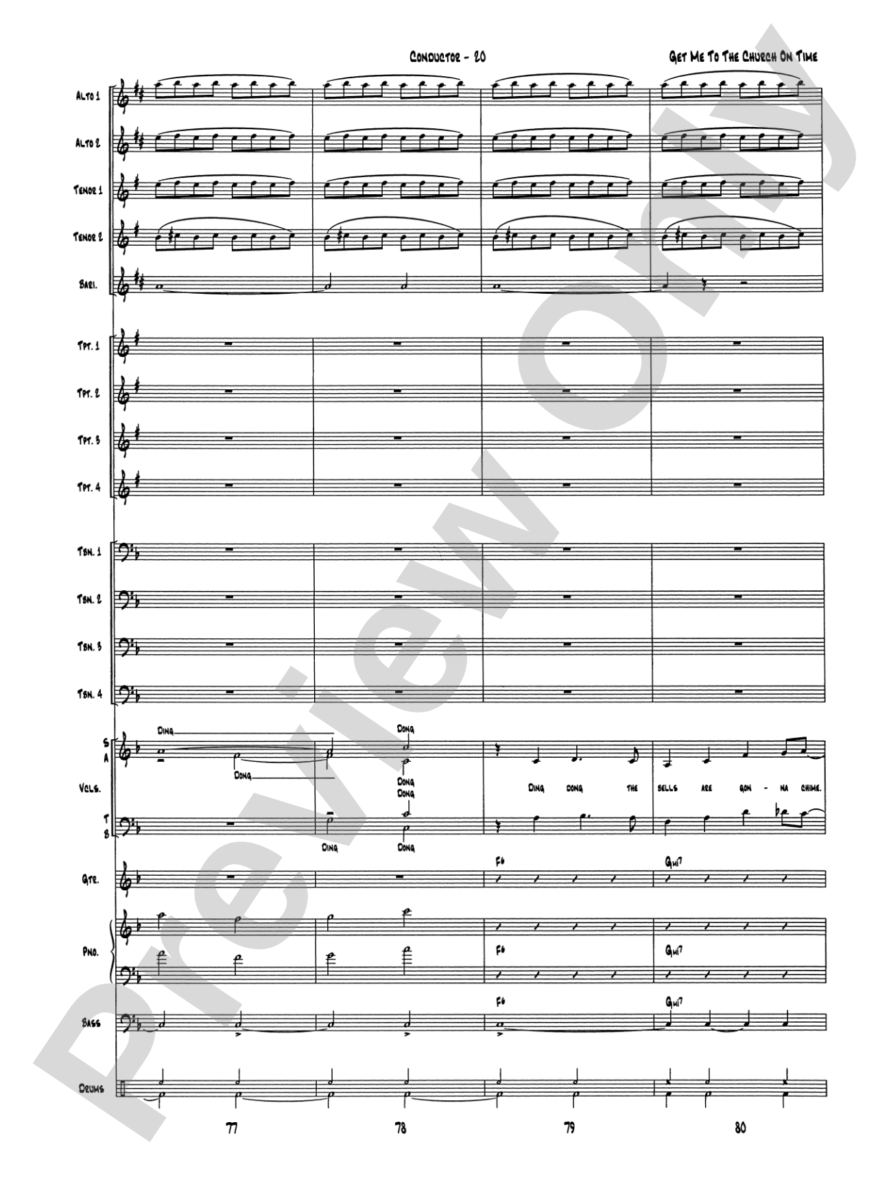 Get Me to the Church on Time: Jazz Ensemble Conductor Score & Parts