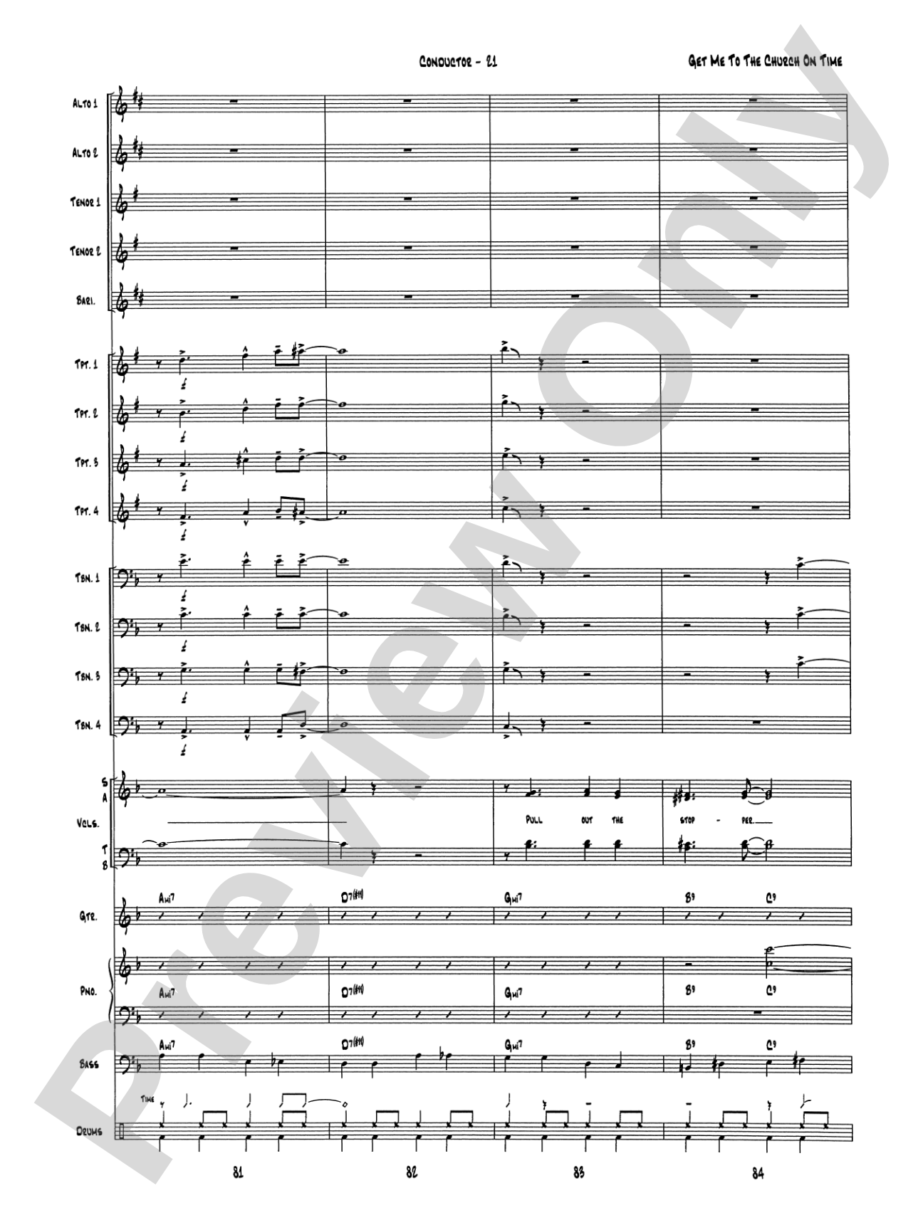 Get Me to the Church on Time: Jazz Ensemble Conductor Score & Parts