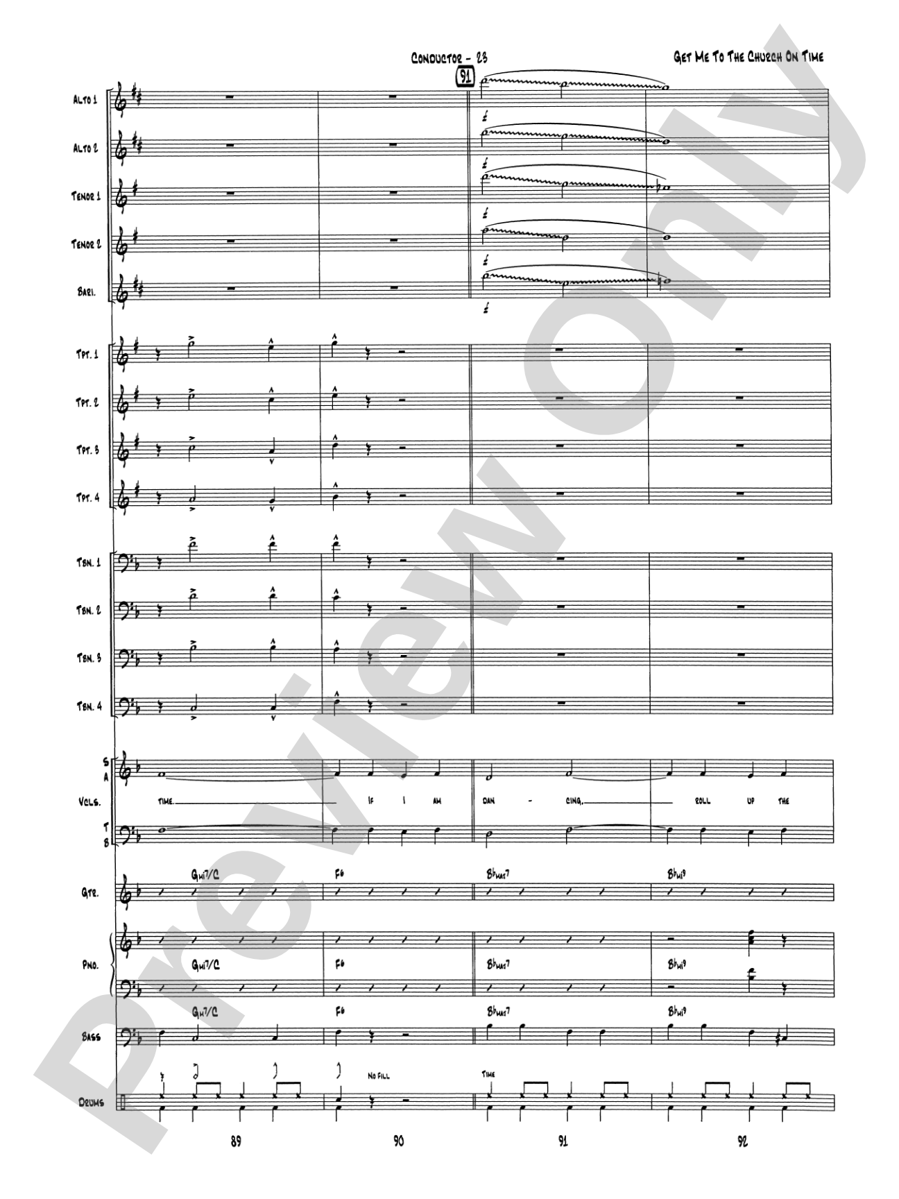 Get Me to the Church on Time: Jazz Ensemble Conductor Score & Parts