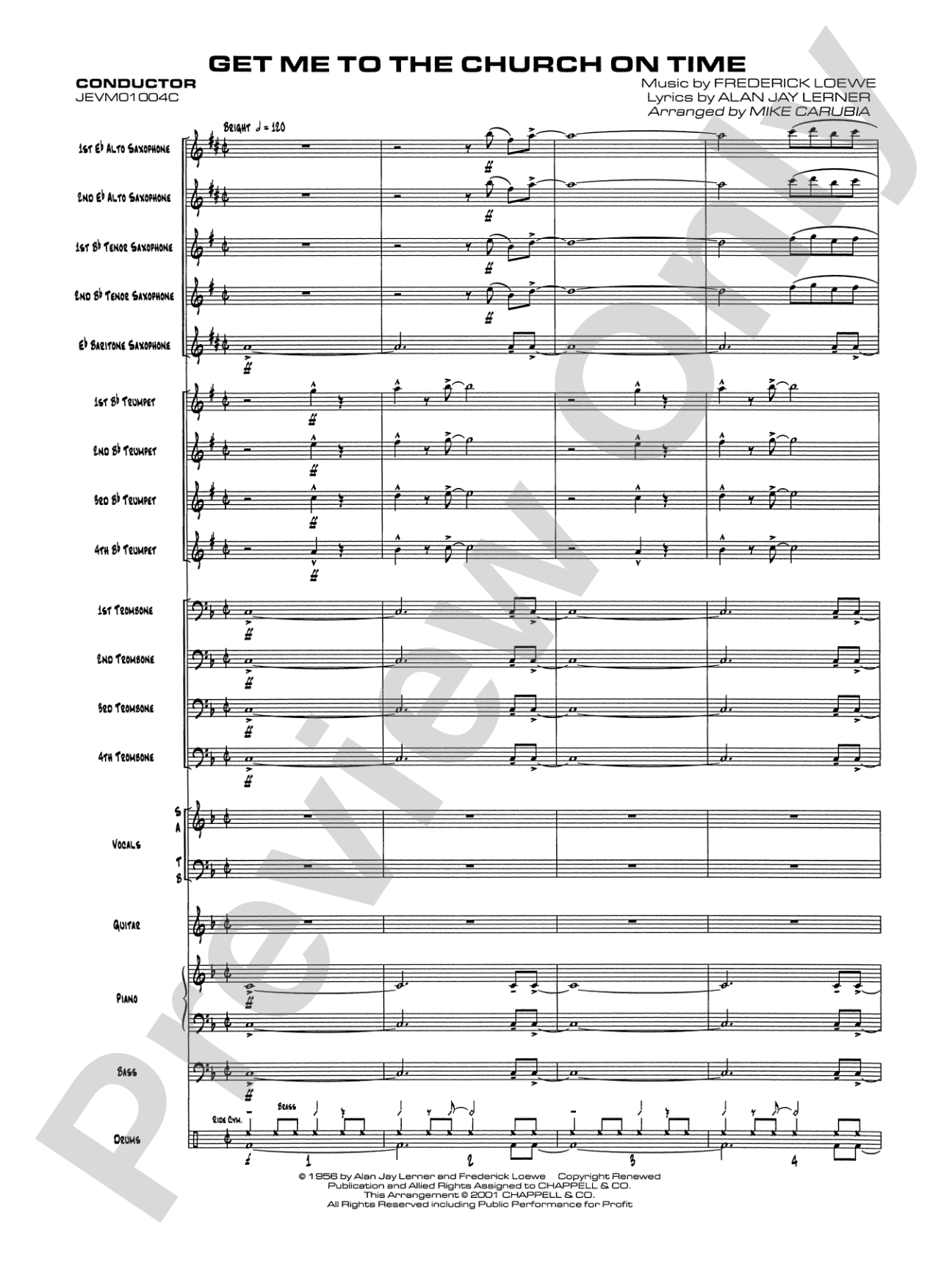 Get Me to the Church on Time: Jazz Ensemble Conductor Score & Parts