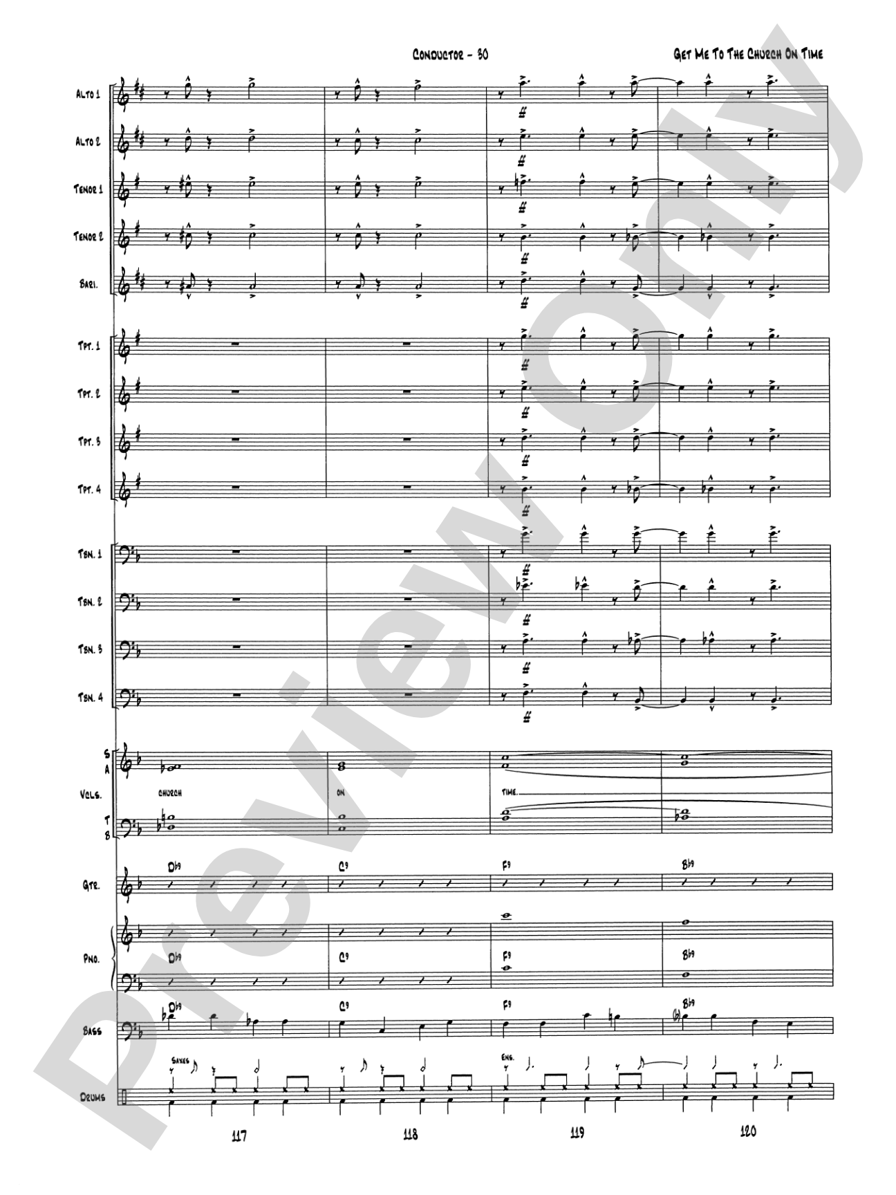 Get Me to the Church on Time: Jazz Ensemble Conductor Score & Parts