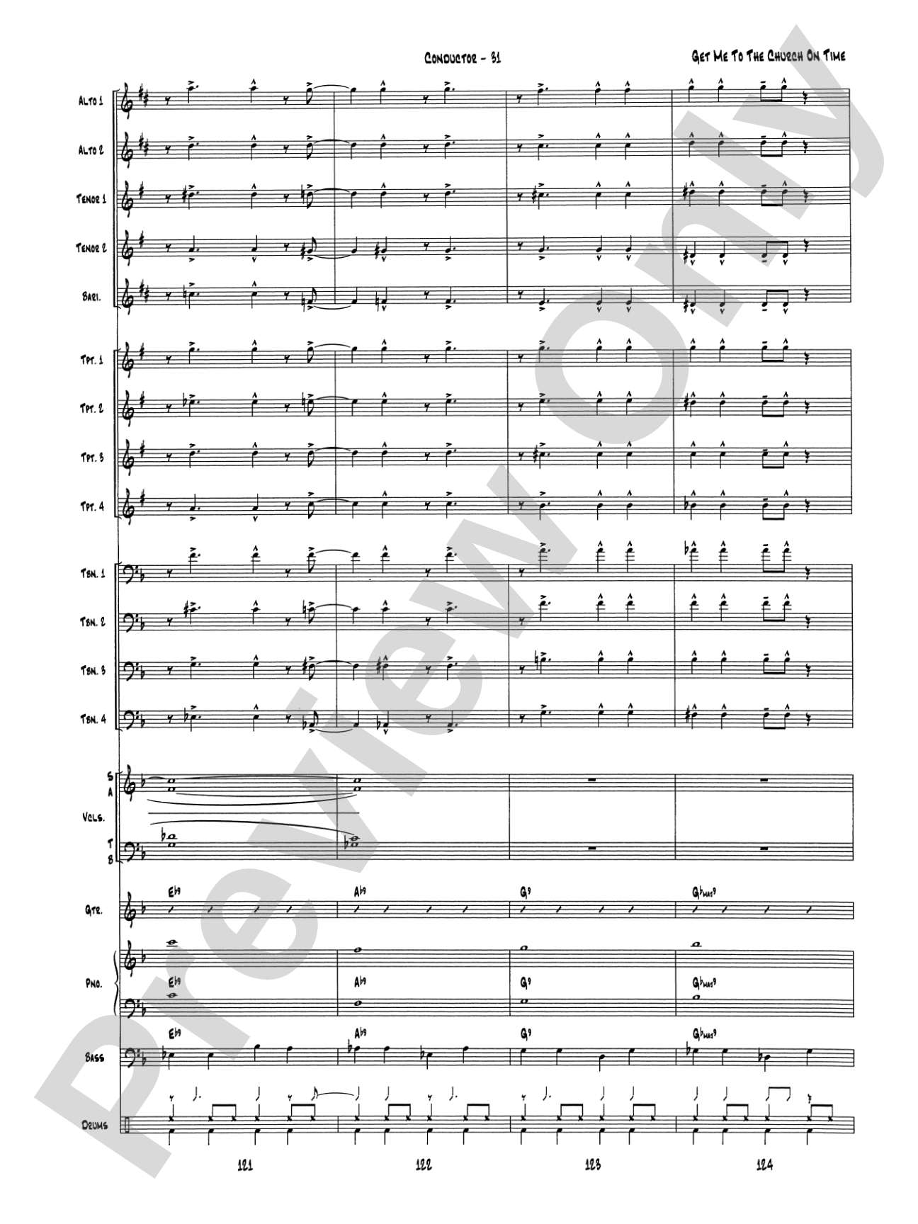 Get Me to the Church on Time: Jazz Ensemble Conductor Score & Parts