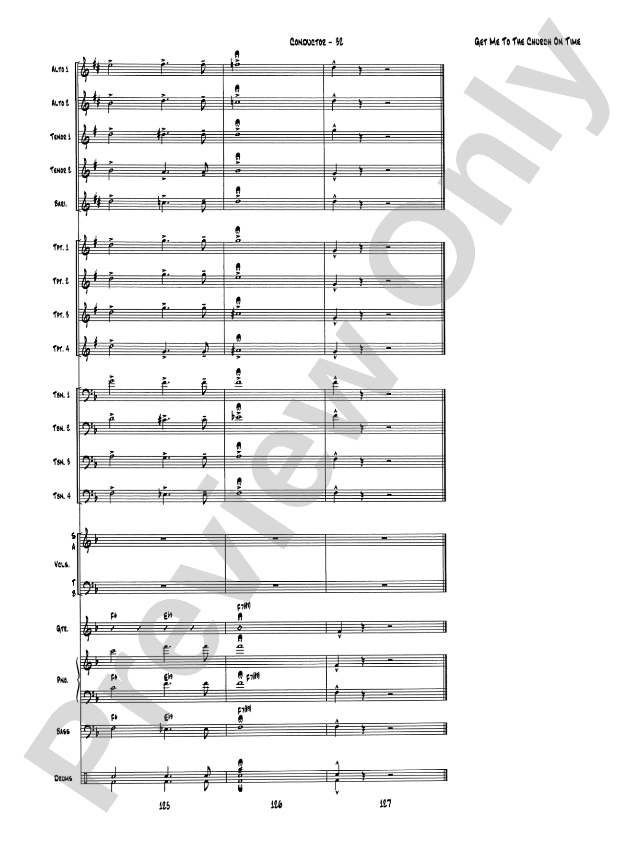 Get Me to the Church on Time: Jazz Ensemble Conductor Score & Parts