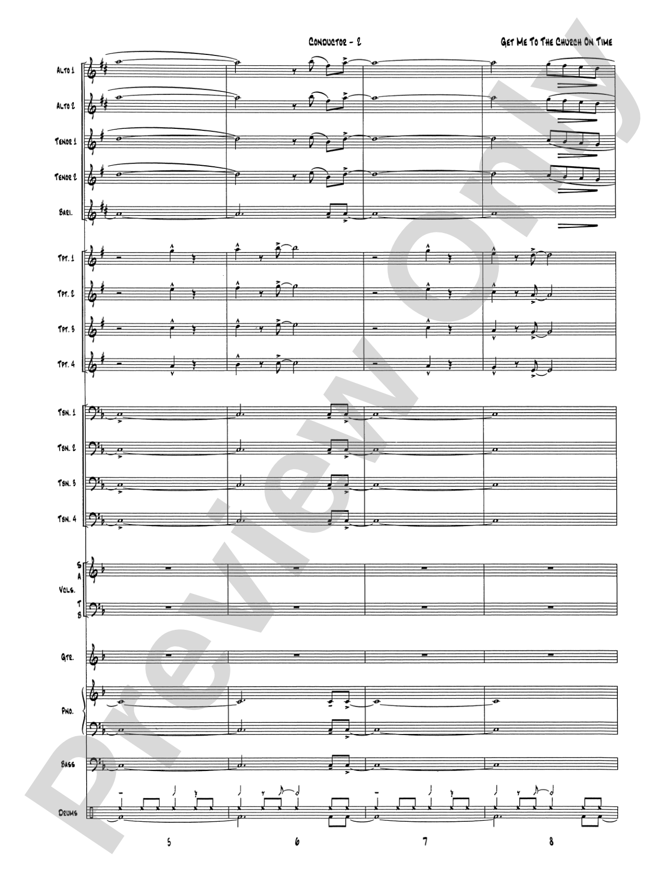 Get Me to the Church on Time: Jazz Ensemble Conductor Score & Parts