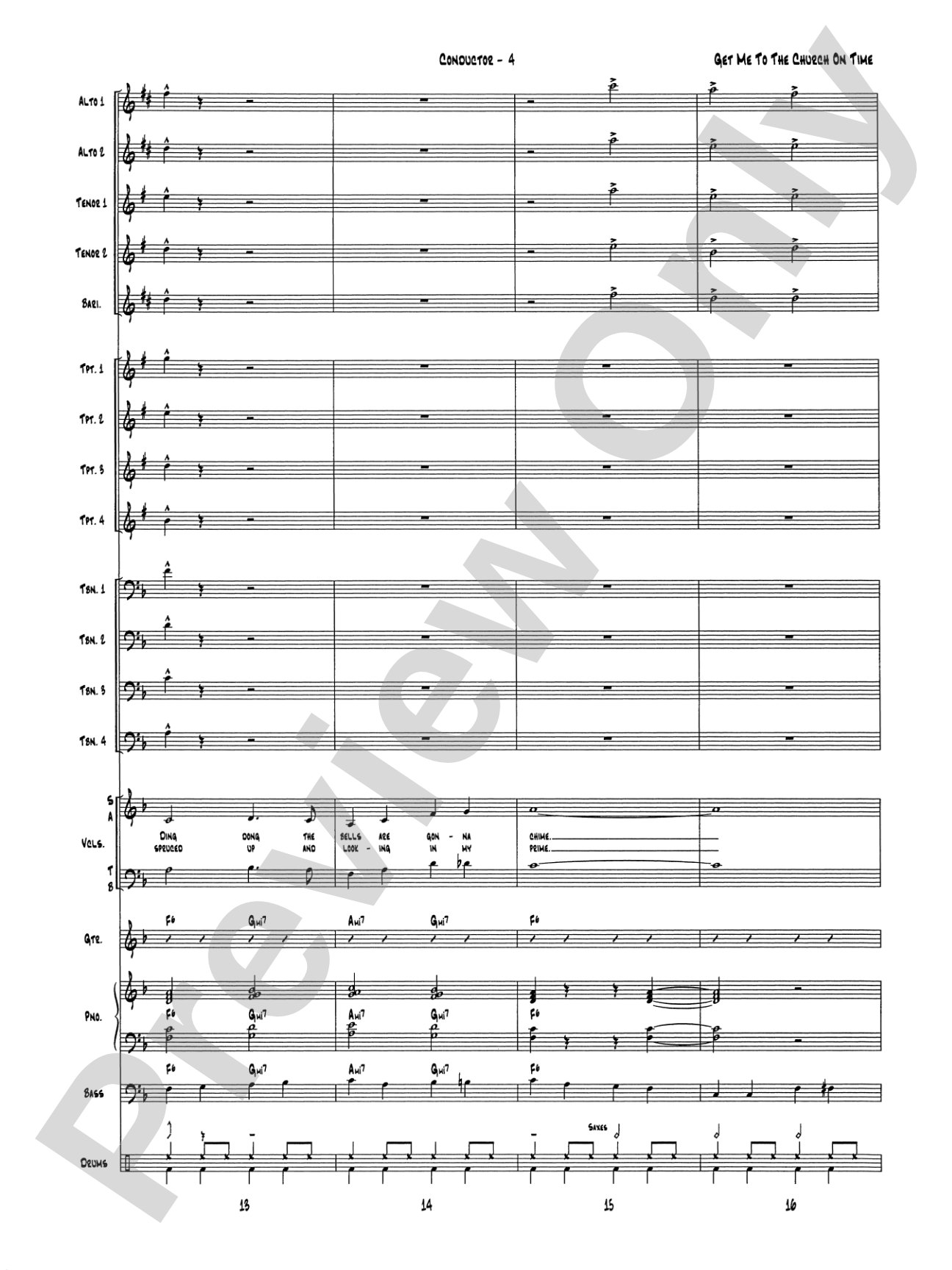 Get Me to the Church on Time: Jazz Ensemble Conductor Score & Parts