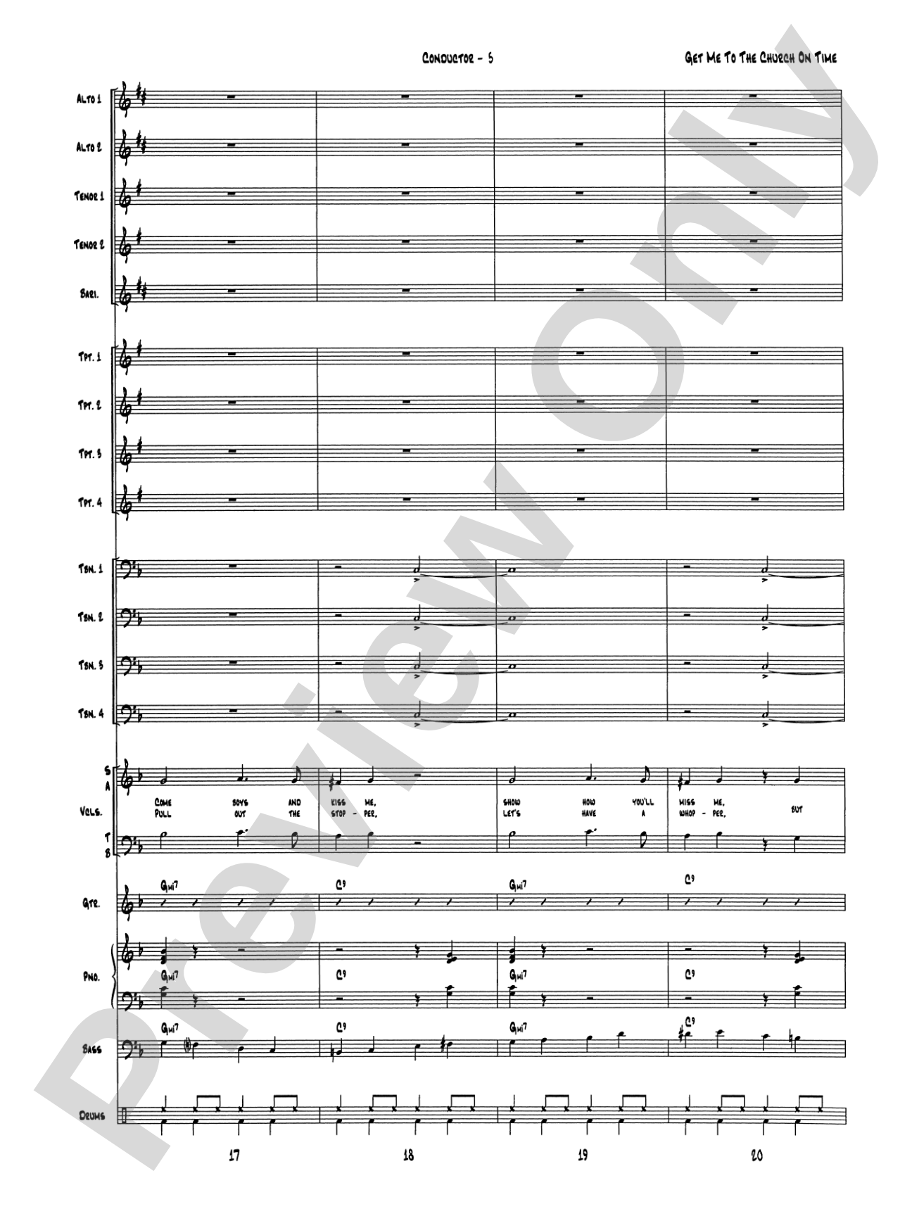 Get Me to the Church on Time: Jazz Ensemble Conductor Score & Parts