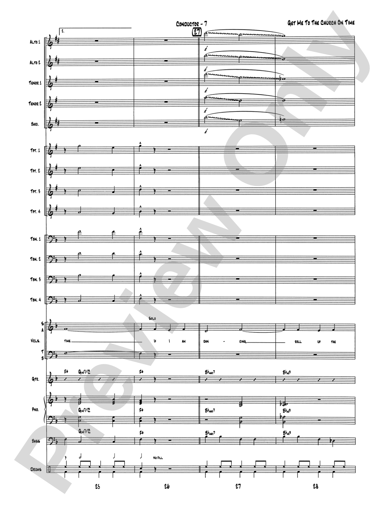 Get Me to the Church on Time: Jazz Ensemble Conductor Score & Parts