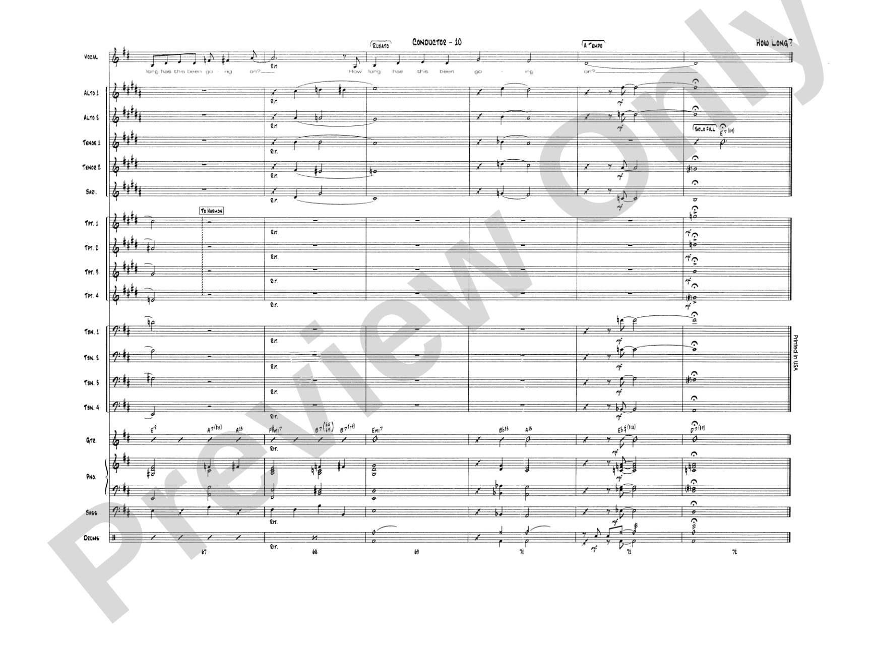 How Long Has This Been Going On: Vocal Solo with Jazz Ensemble Conductor Score & Parts