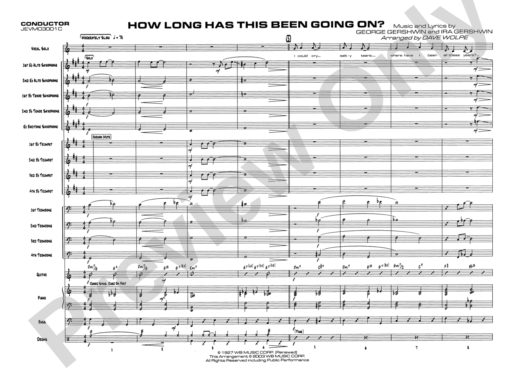 How Long Has This Been Going On: Vocal Solo with Jazz Ensemble Conductor Score & Parts