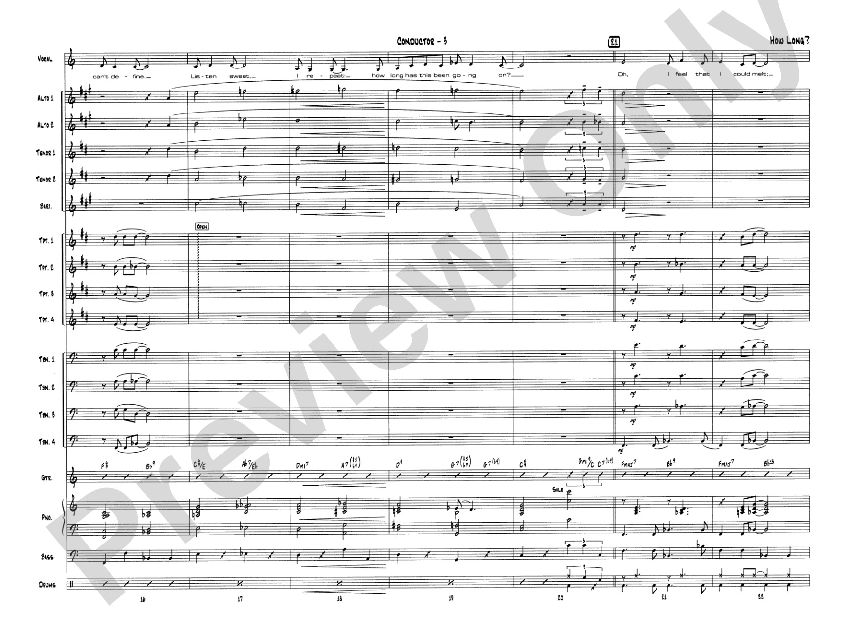 How Long Has This Been Going On: Vocal Solo with Jazz Ensemble Conductor Score & Parts