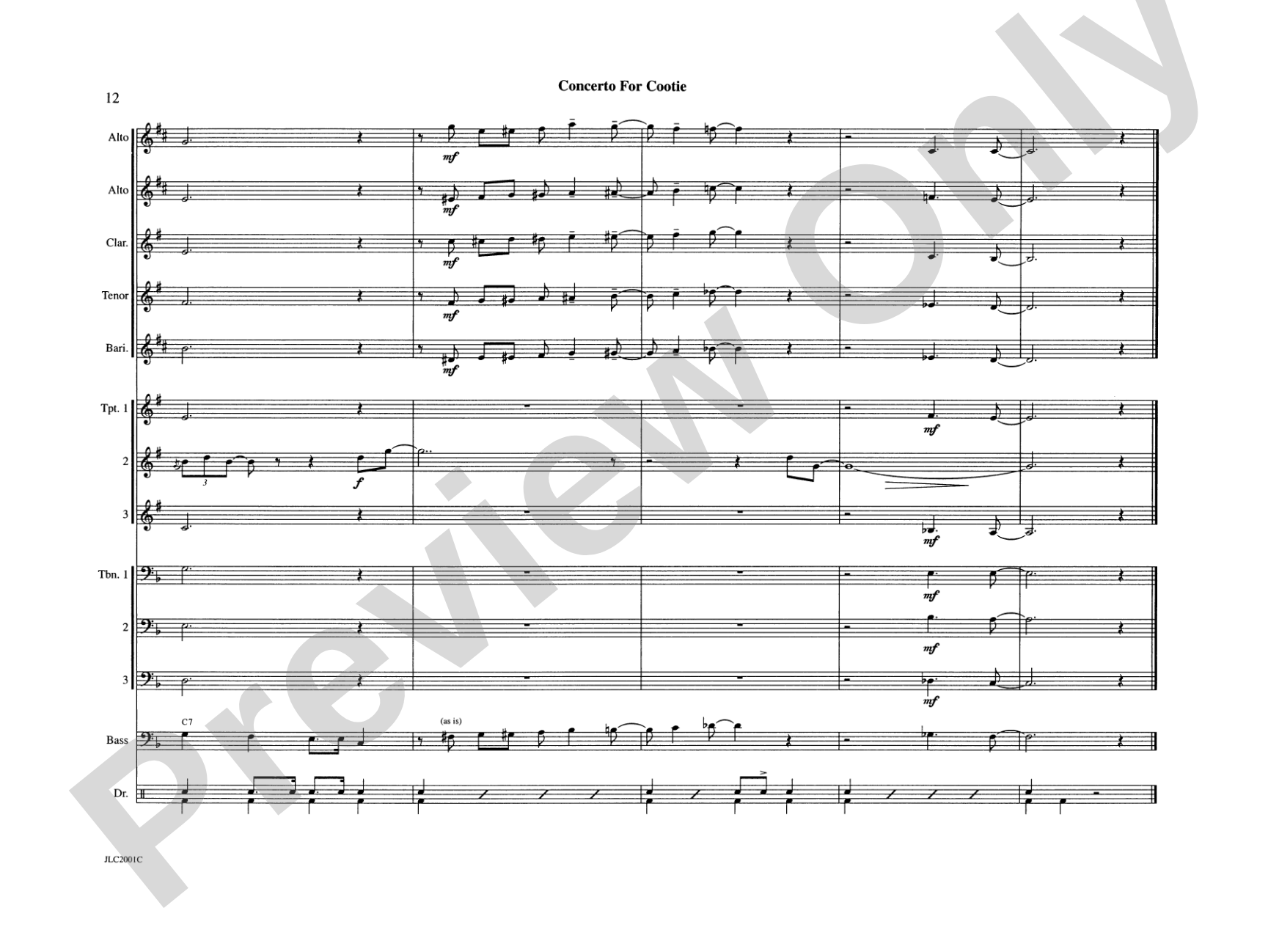 Concerto for Cootie: Jazz Ensemble Conductor Score & Parts