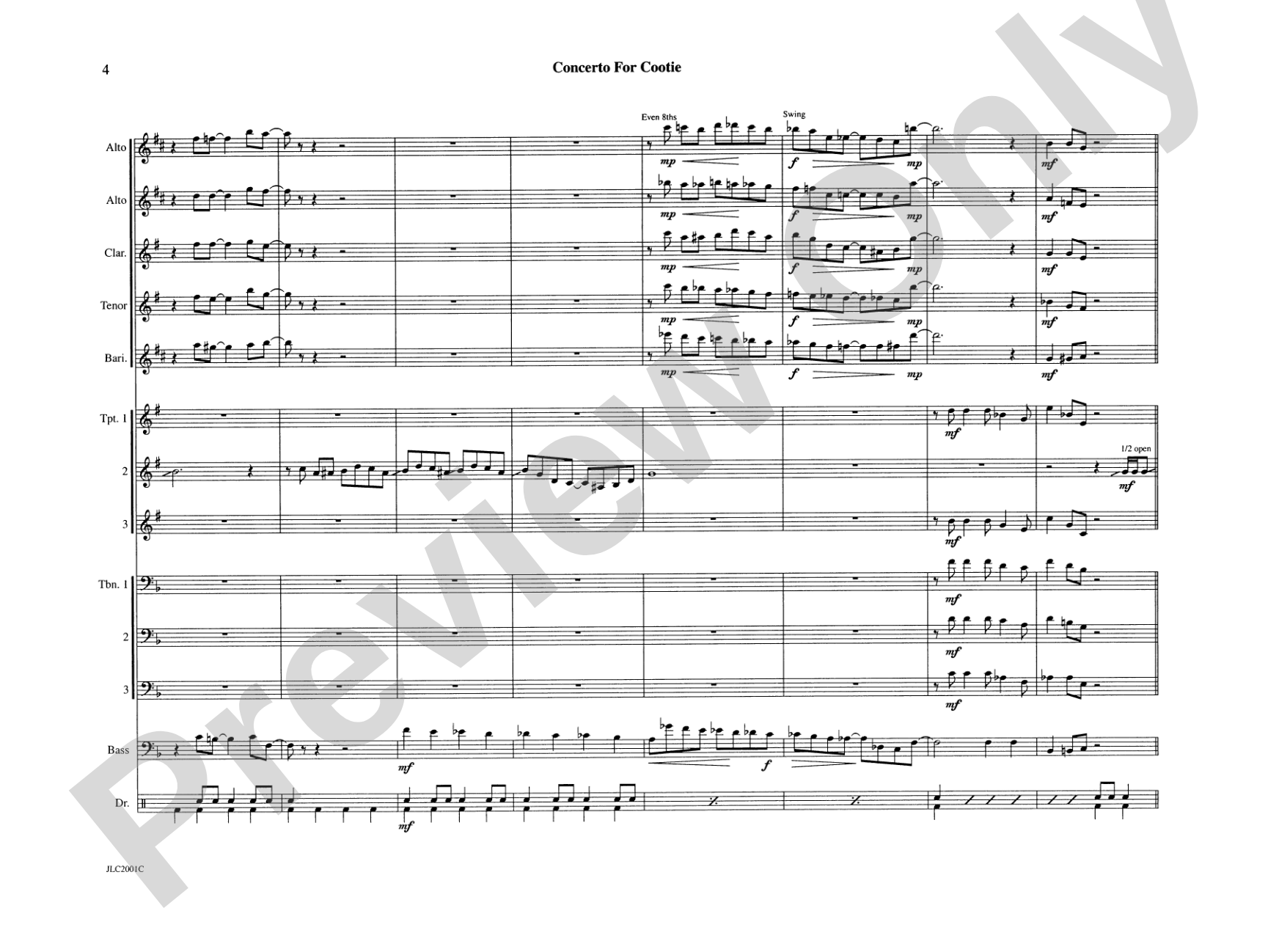 Concerto for Cootie: Jazz Ensemble Conductor Score & Parts