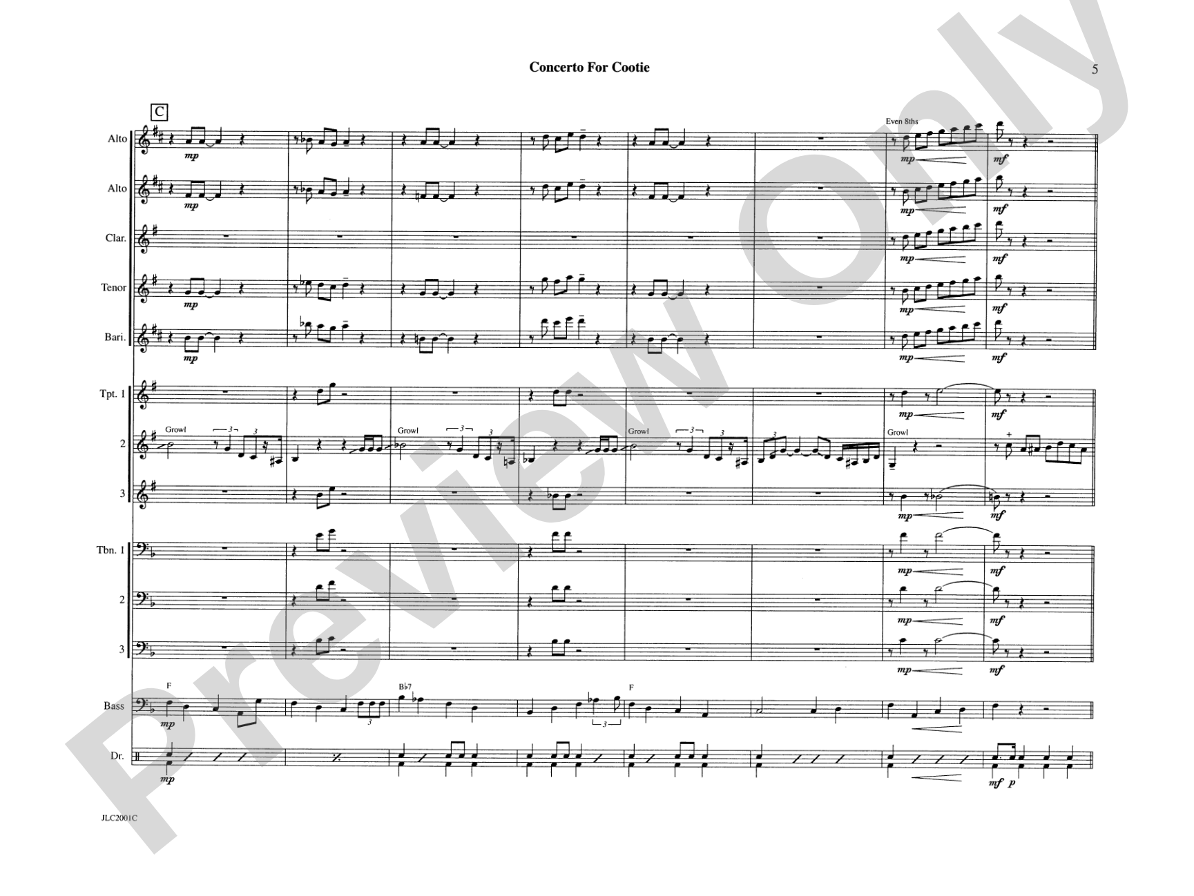 Concerto for Cootie: Jazz Ensemble Conductor Score & Parts