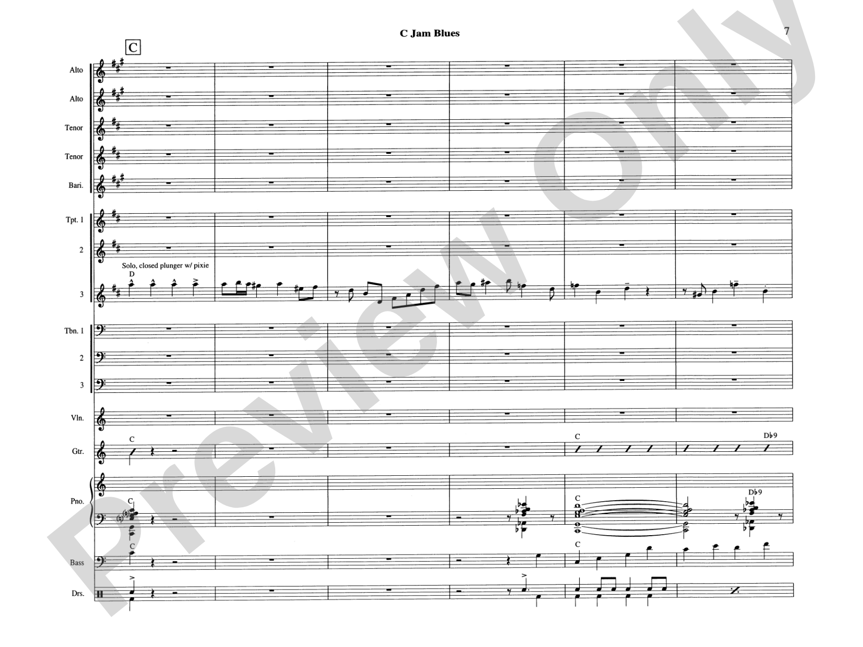 C Jam Blues: Jazz Ensemble Conductor Score & Parts