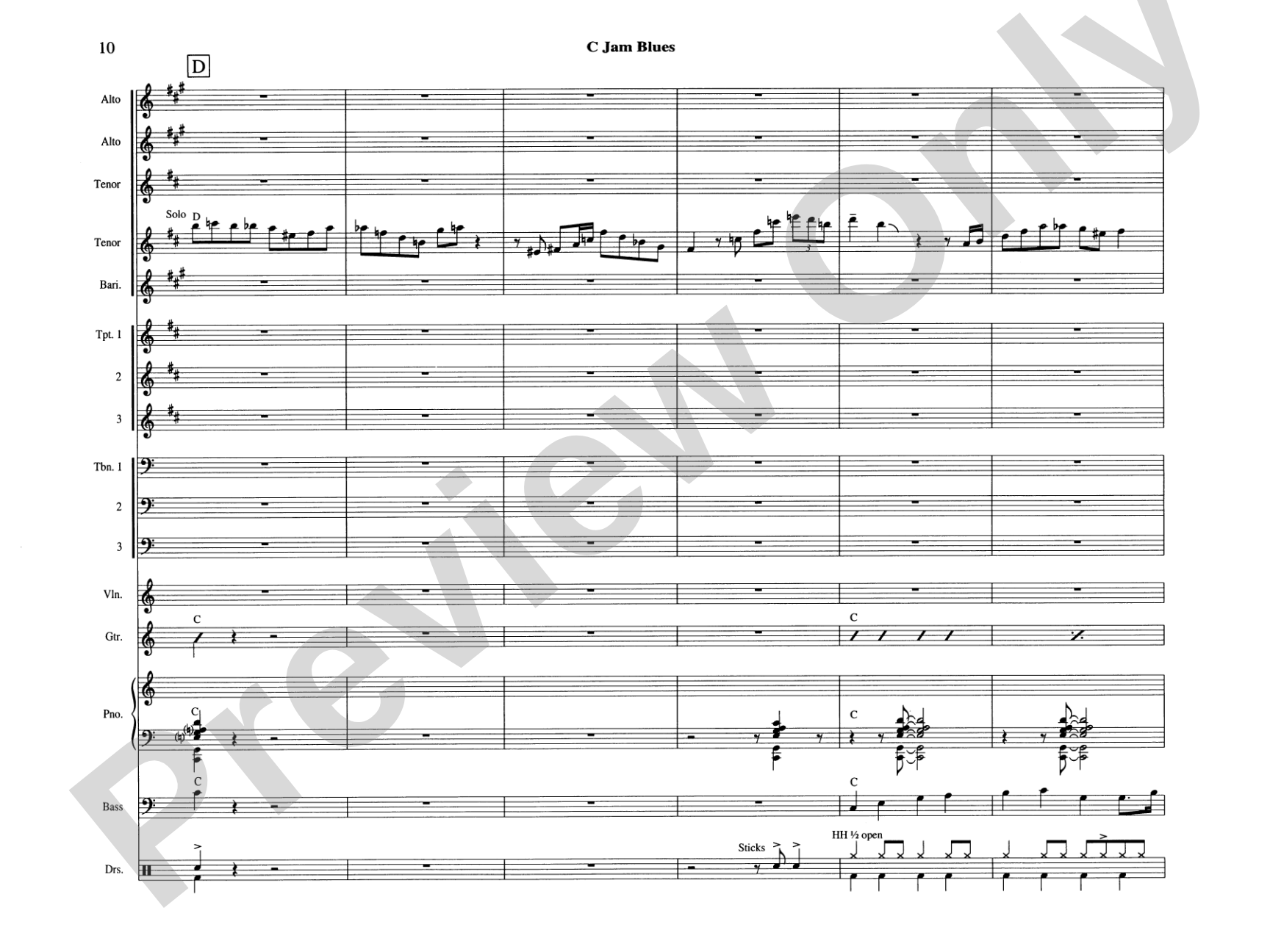 C Jam Blues: Jazz Ensemble Conductor Score & Parts