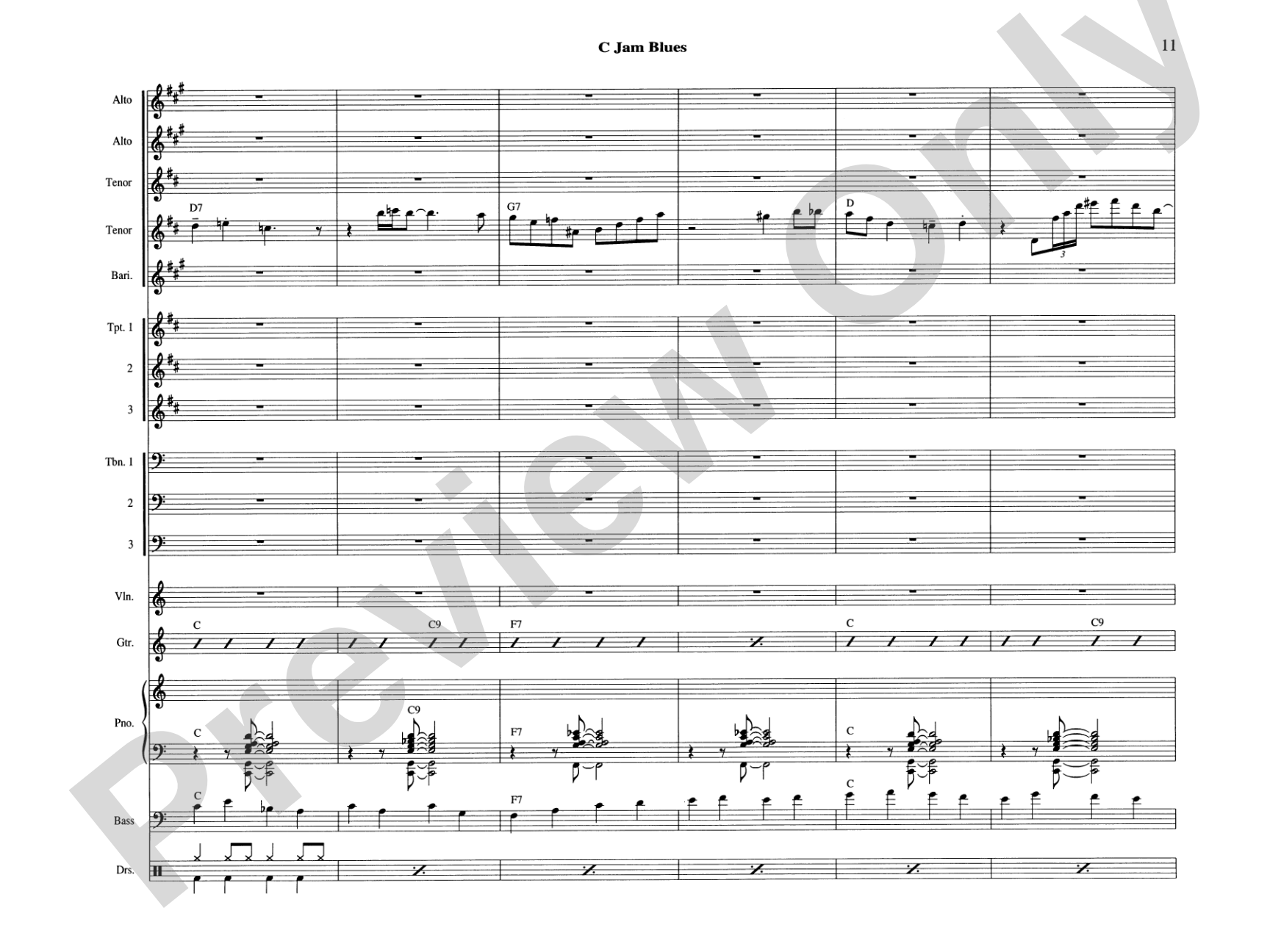 C Jam Blues: Jazz Ensemble Conductor Score & Parts