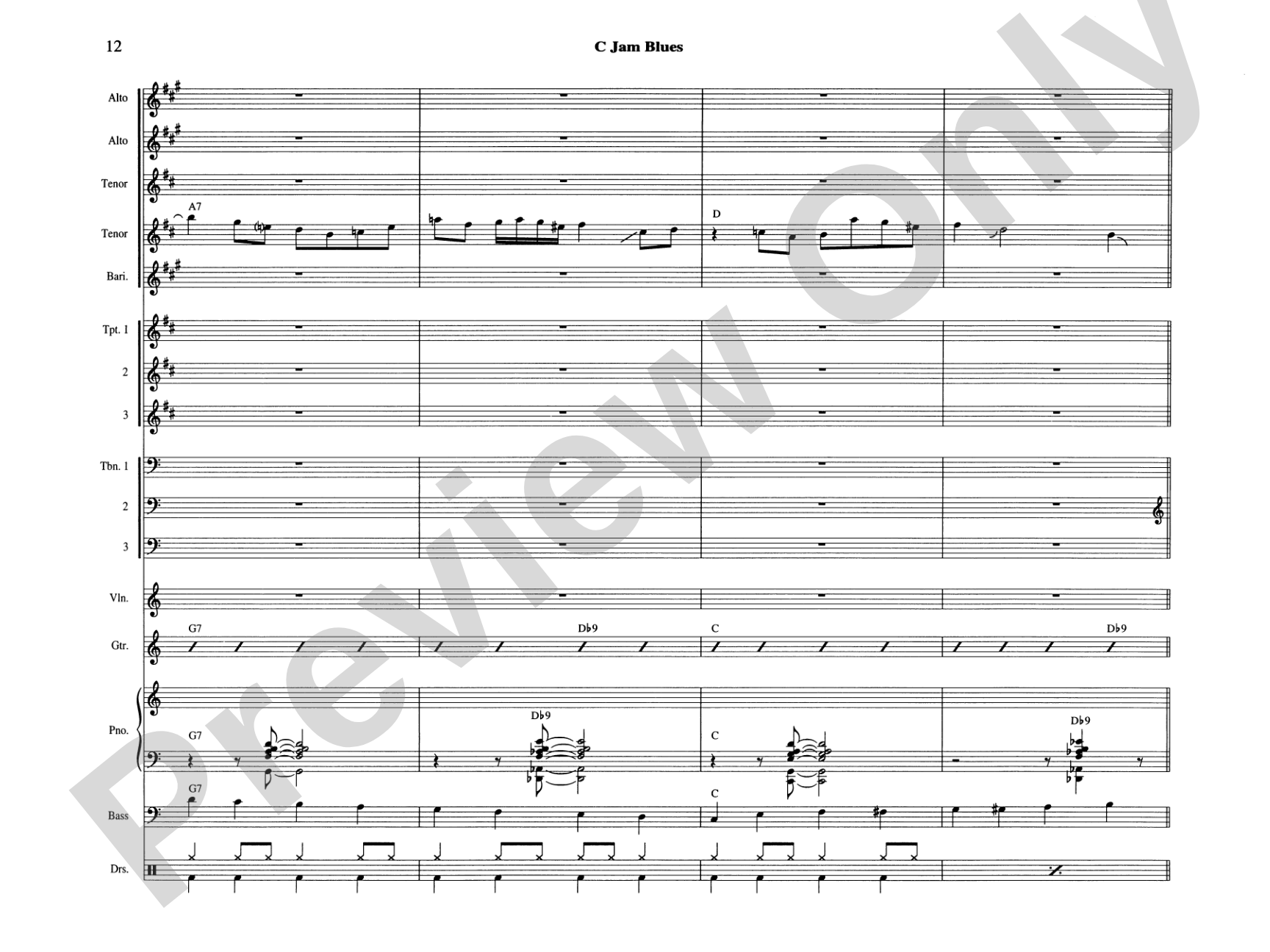 C Jam Blues: Jazz Ensemble Conductor Score & Parts