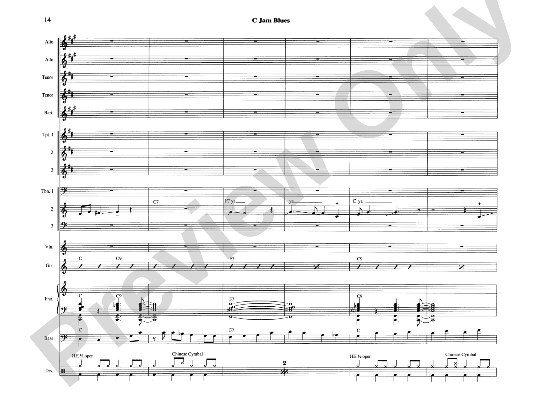 C Jam Blues: Jazz Ensemble Conductor Score & Parts