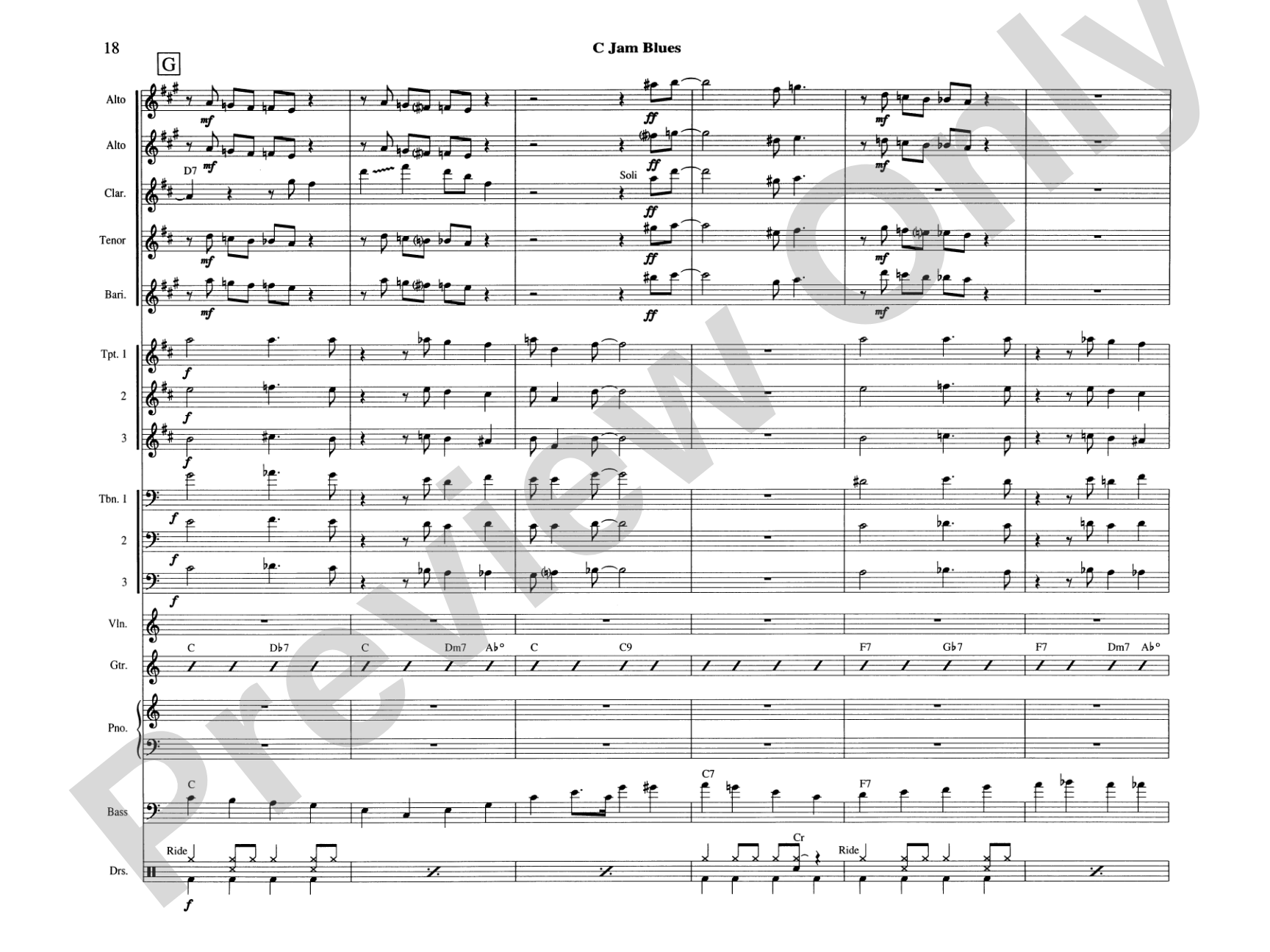 C Jam Blues: Jazz Ensemble Conductor Score & Parts