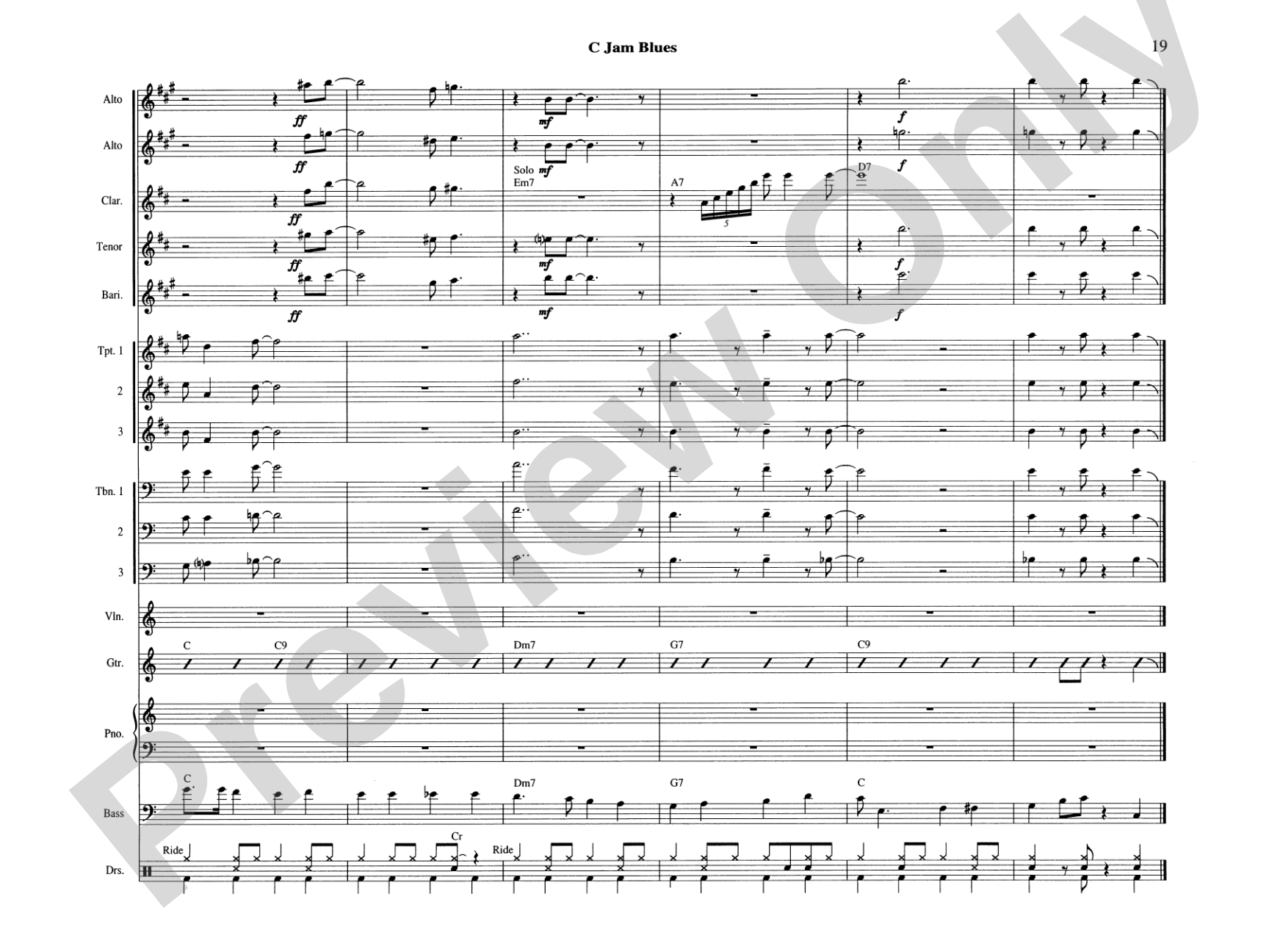 C Jam Blues: Jazz Ensemble Conductor Score & Parts