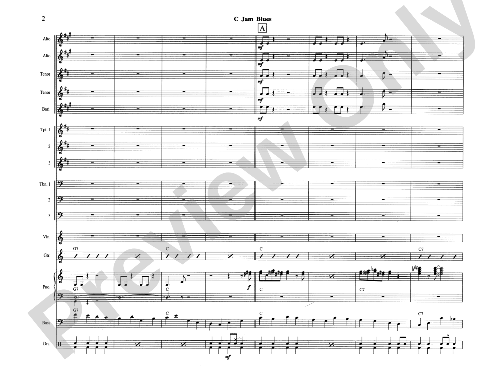 C Jam Blues: Jazz Ensemble Conductor Score & Parts