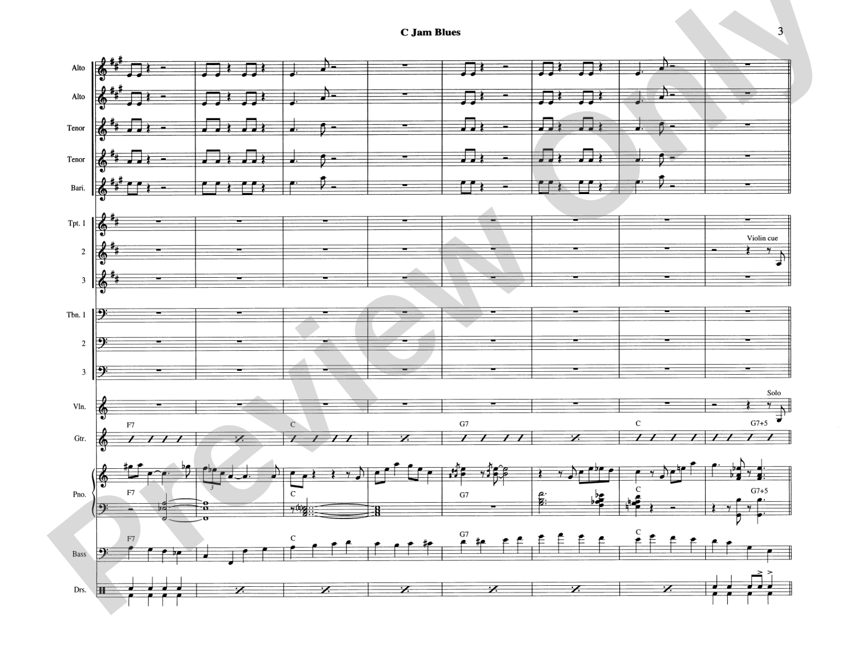 C Jam Blues: Jazz Ensemble Conductor Score & Parts