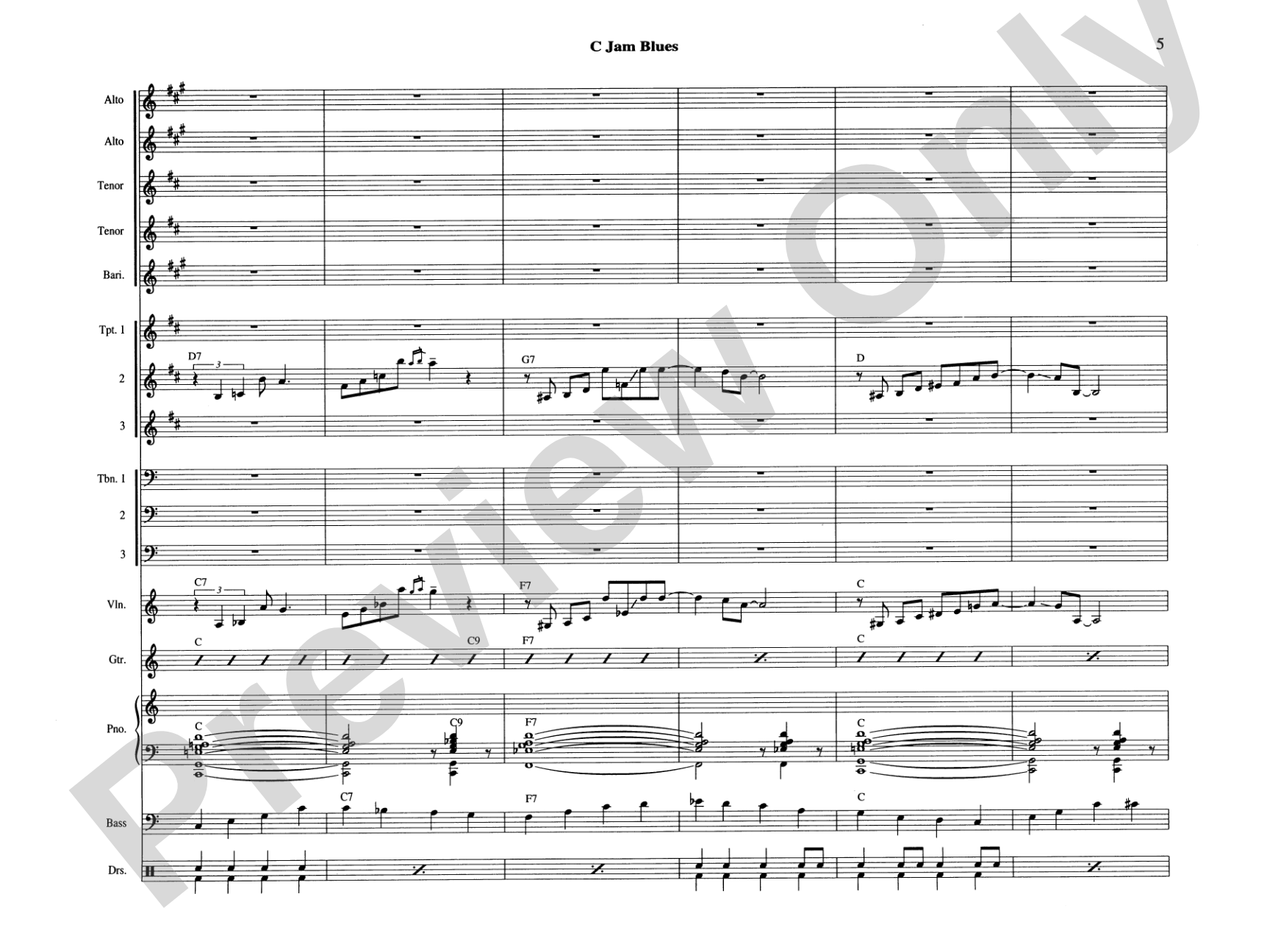 C Jam Blues: Jazz Ensemble Conductor Score & Parts