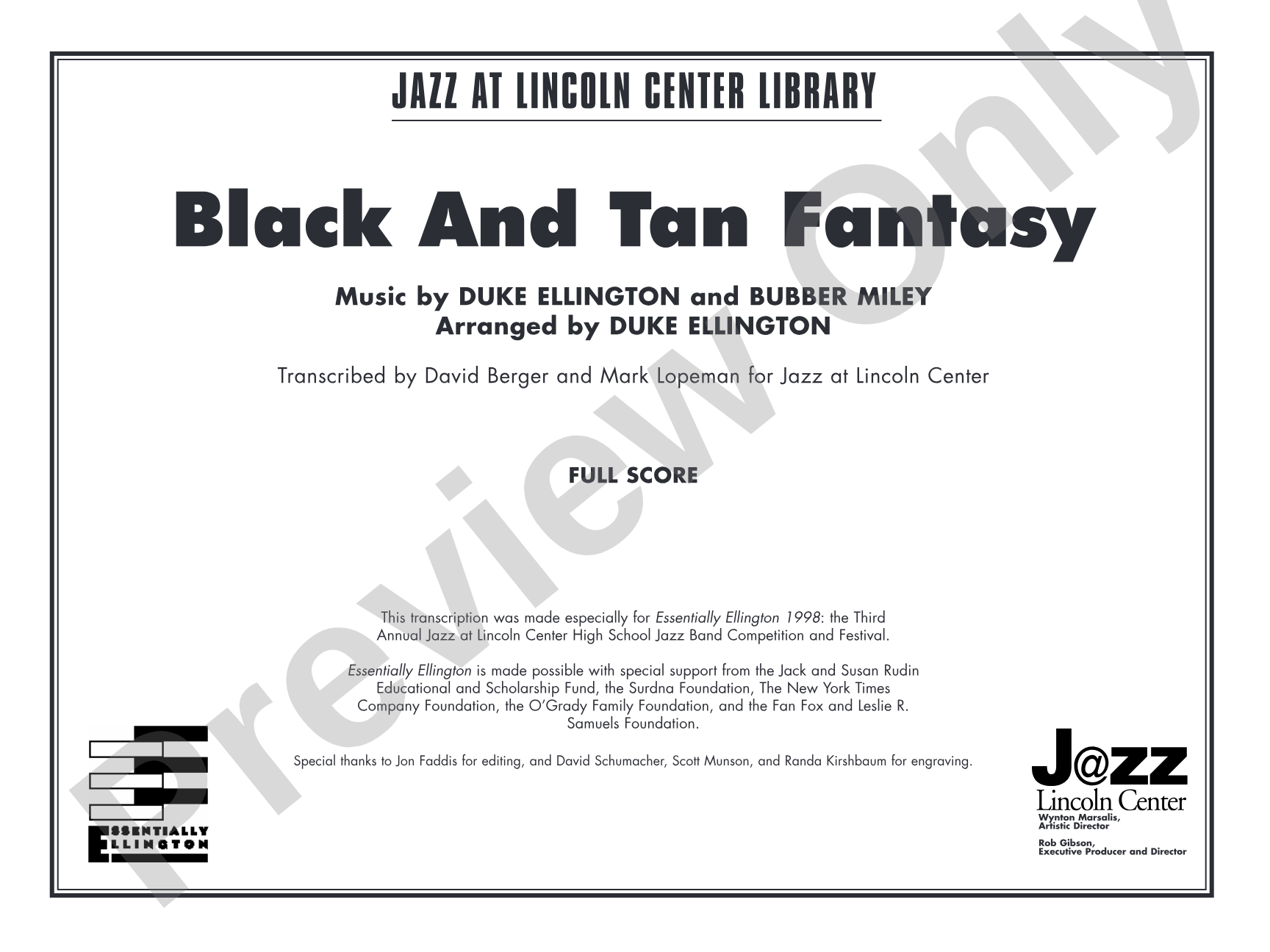 Black and Tan Fantasy: Jazz Ensemble Conductor Score & Parts
