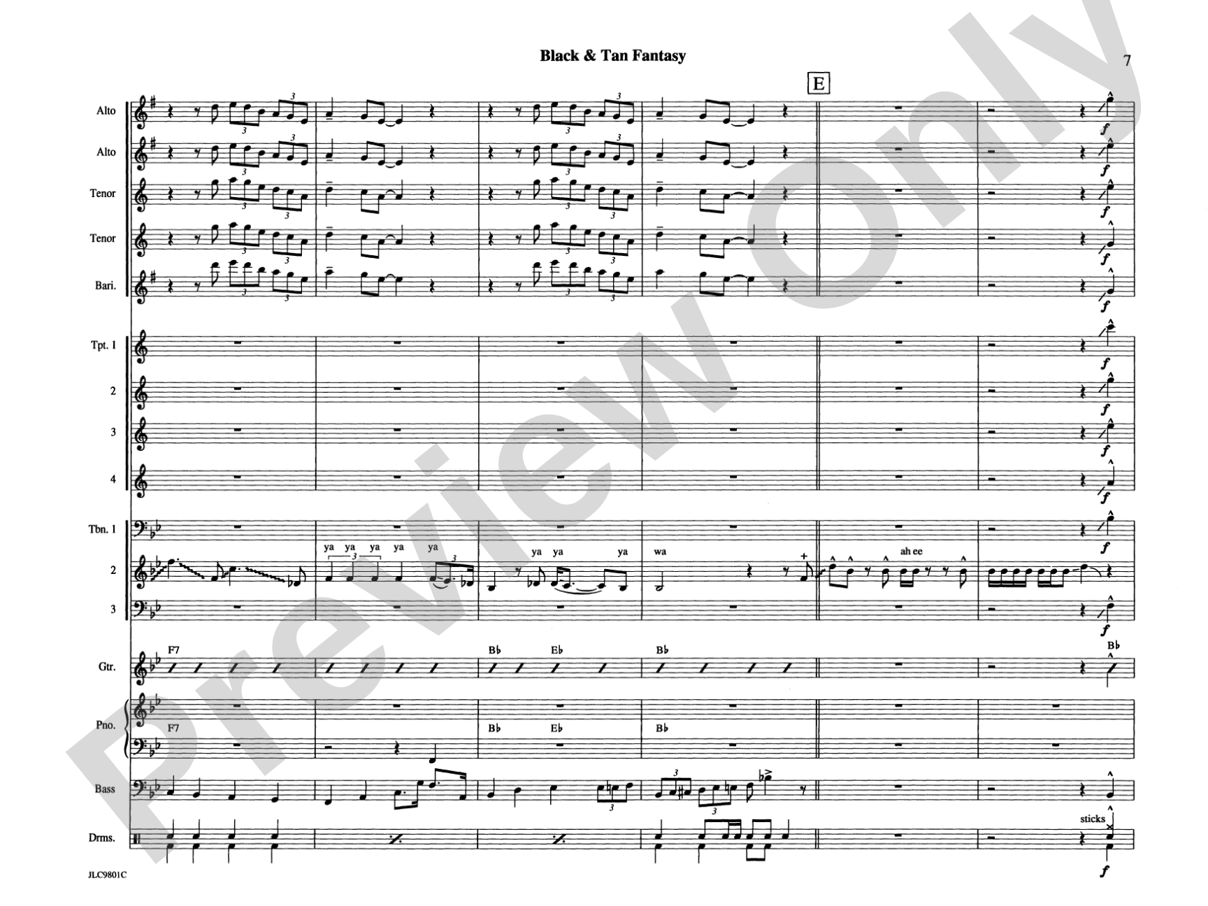 Black and Tan Fantasy: Jazz Ensemble Conductor Score & Parts