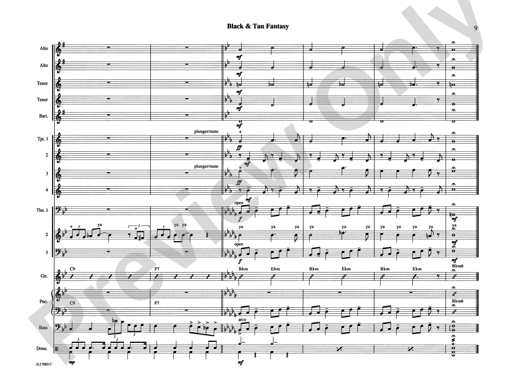 Black and Tan Fantasy: Jazz Ensemble Conductor Score & Parts