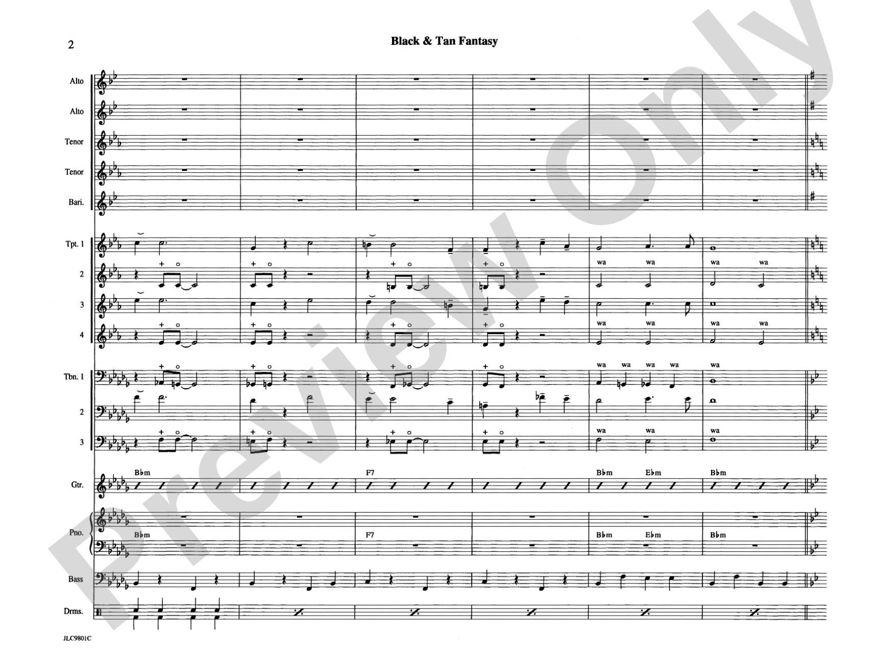 Black and Tan Fantasy: Jazz Ensemble Conductor Score & Parts