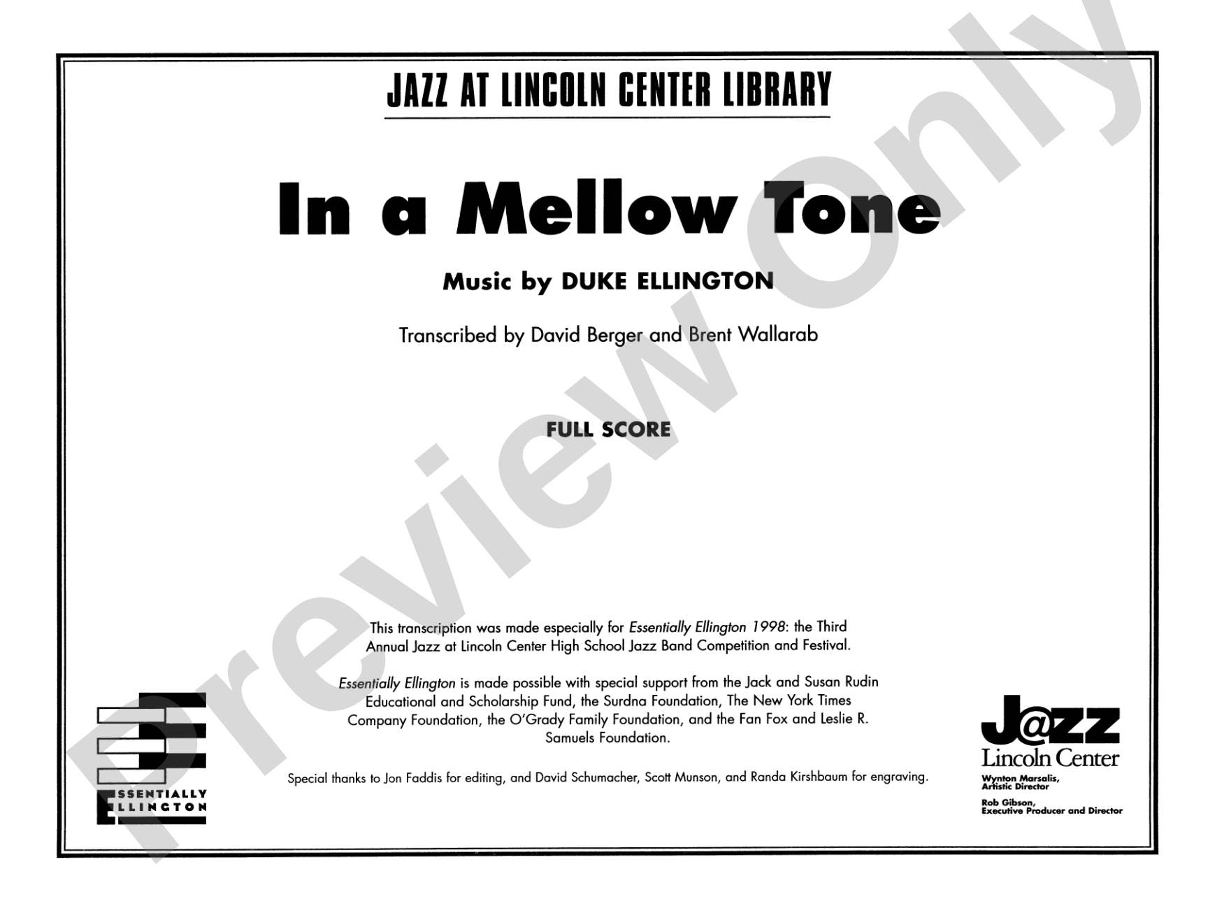 In a Mellow Tone: Jazz Ensemble Conductor Score & Parts
