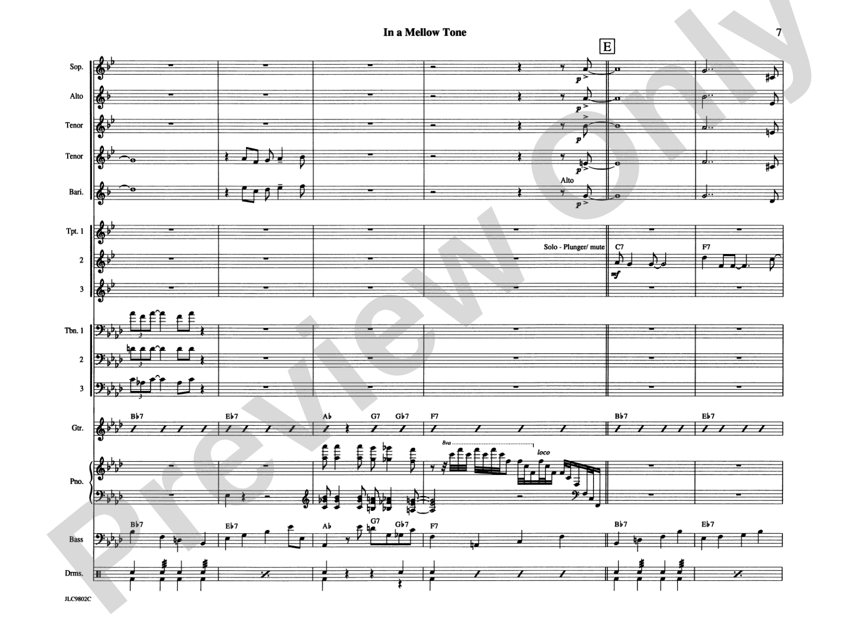 In a Mellow Tone: Jazz Ensemble Conductor Score & Parts