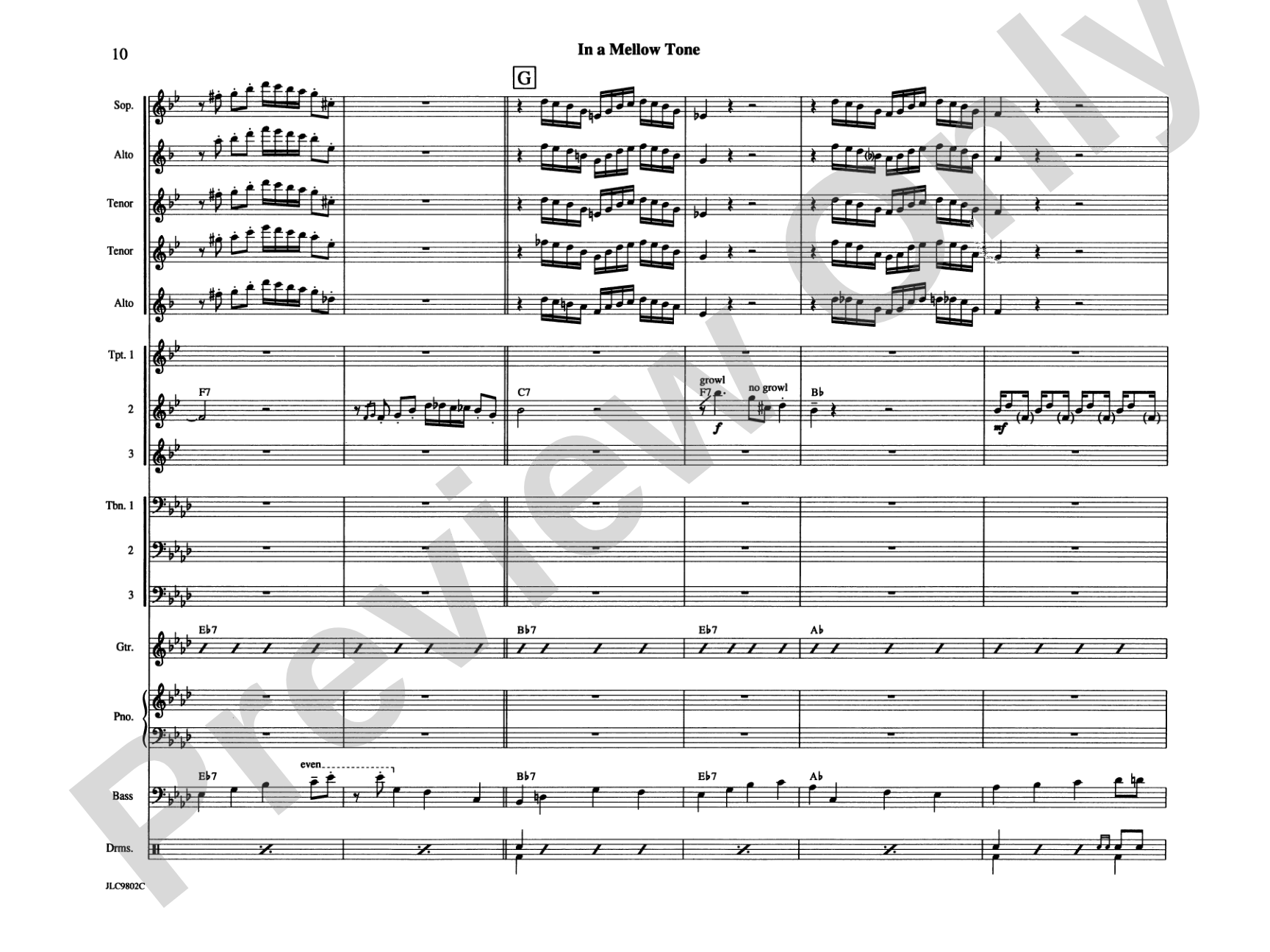 In a Mellow Tone: Jazz Ensemble Conductor Score & Parts