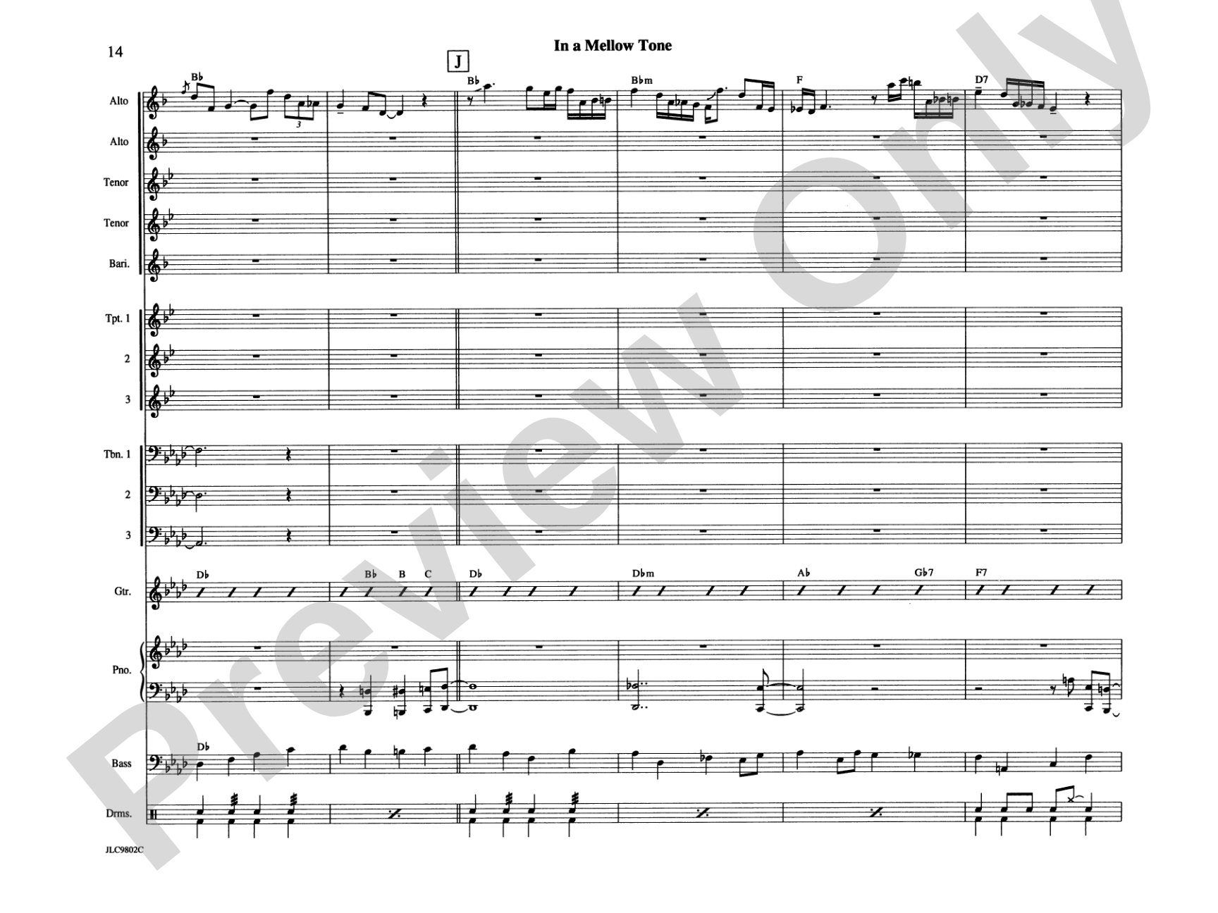 In a Mellow Tone: Jazz Ensemble Conductor Score & Parts