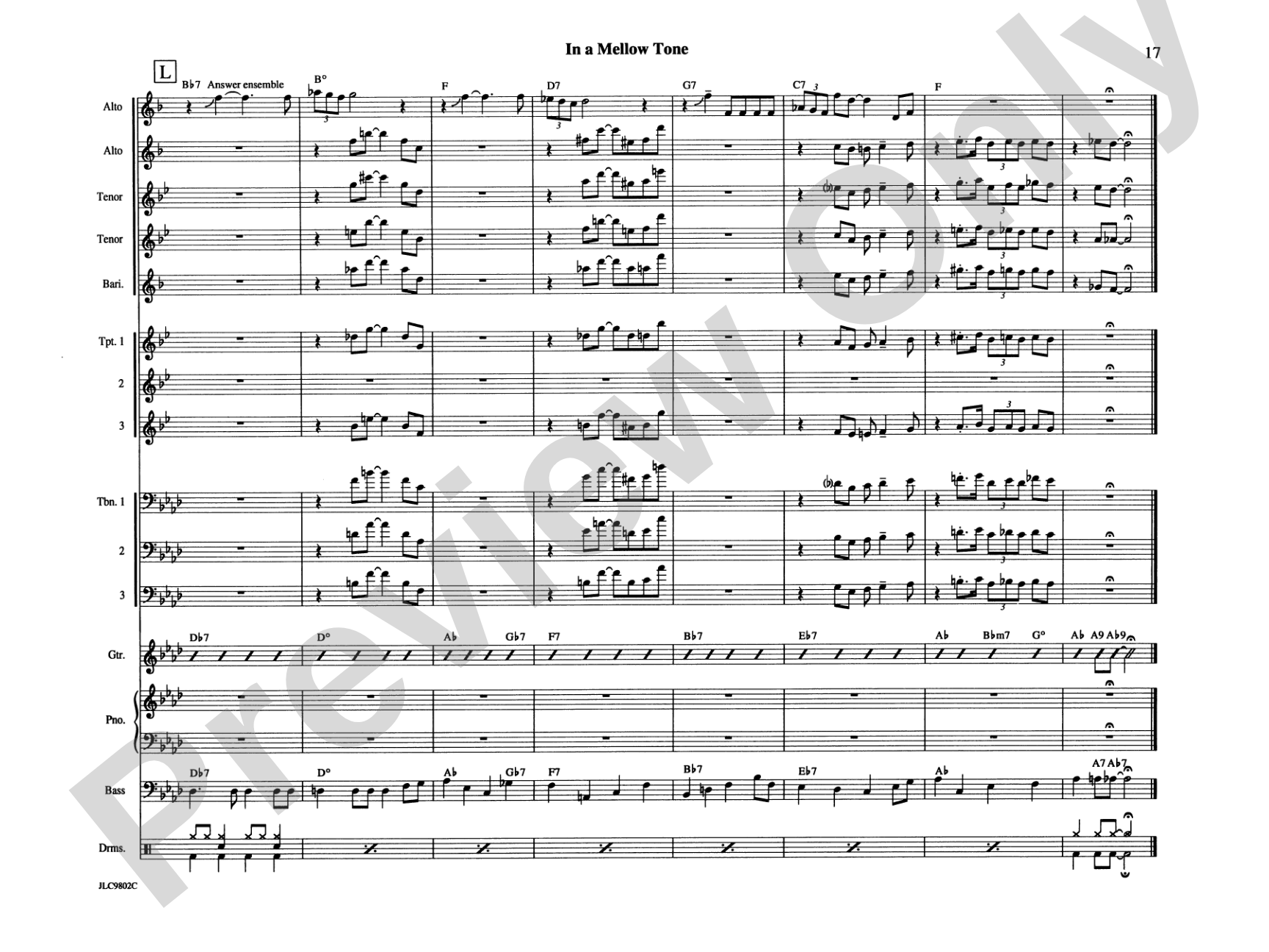 In a Mellow Tone: Jazz Ensemble Conductor Score & Parts