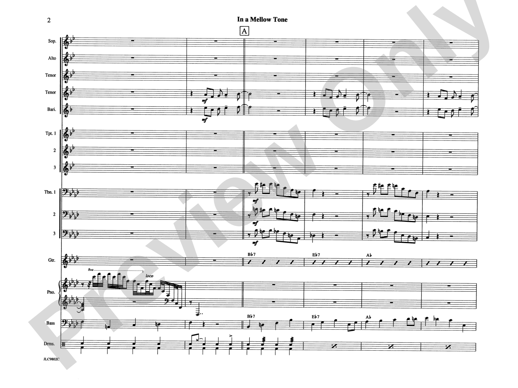 In a Mellow Tone: Jazz Ensemble Conductor Score & Parts