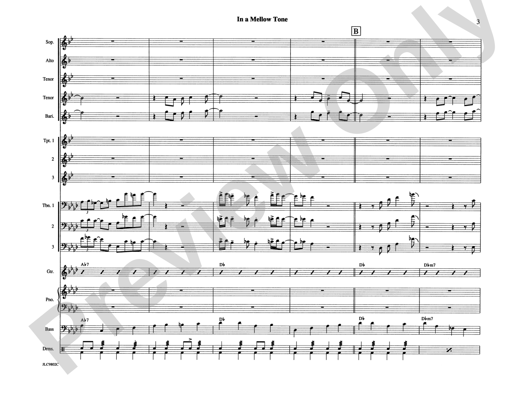 In a Mellow Tone: Jazz Ensemble Conductor Score & Parts