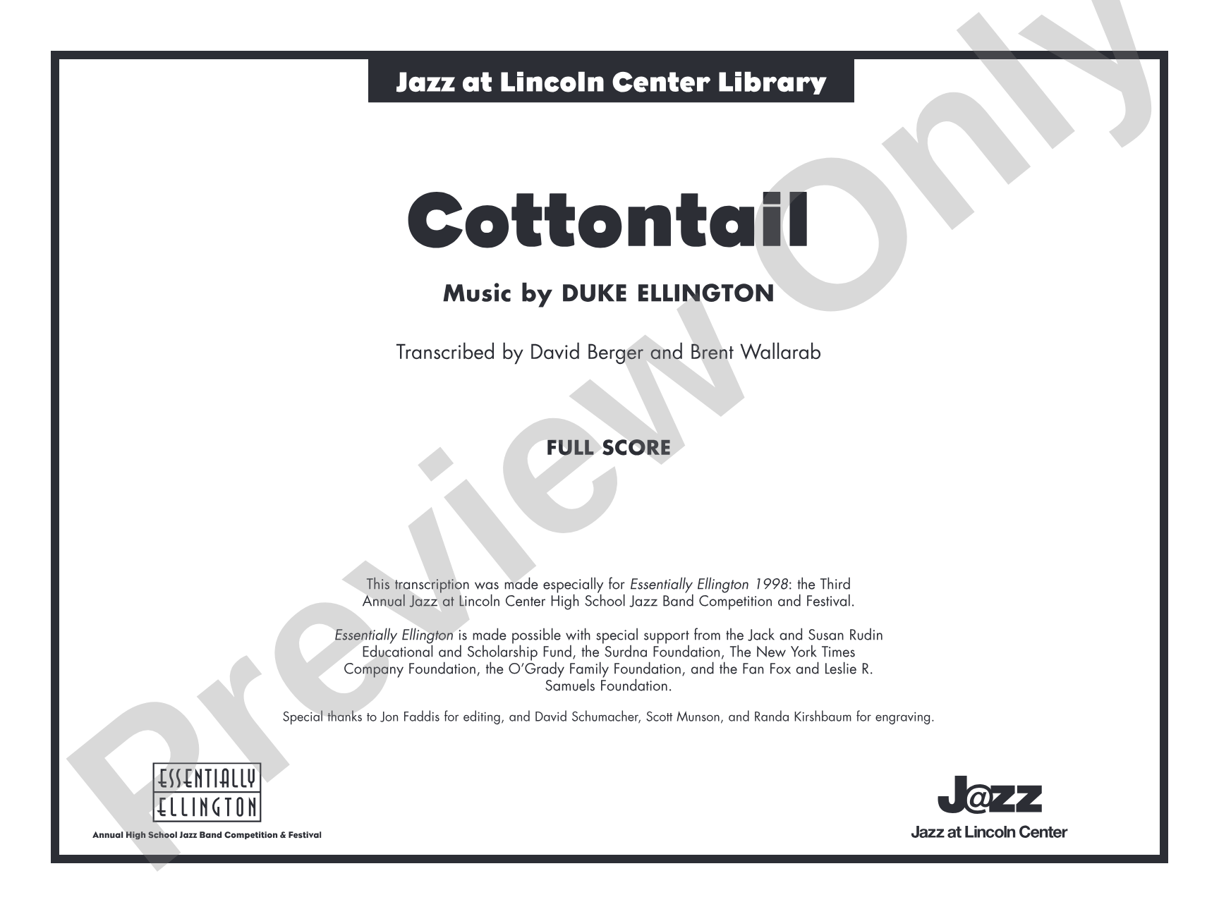 Cottontail: Jazz Ensemble Conductor Score & Parts