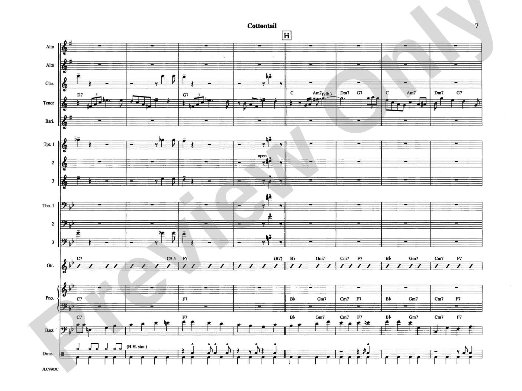 Cottontail: Jazz Ensemble Conductor Score & Parts