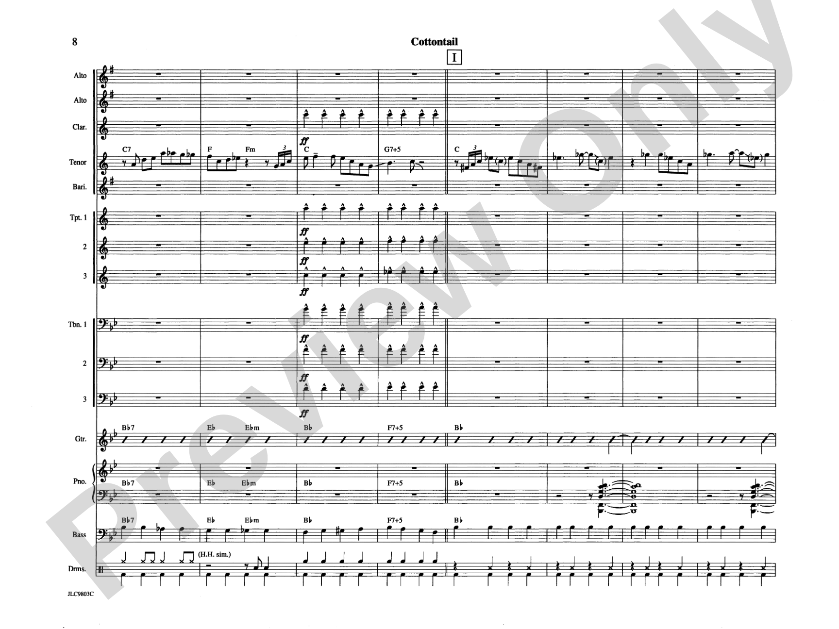 Cottontail: Jazz Ensemble Conductor Score & Parts