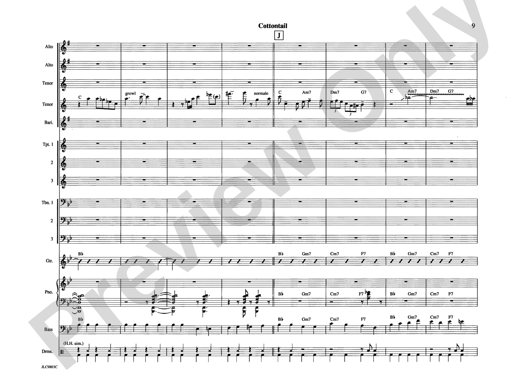 Cottontail: Jazz Ensemble Conductor Score & Parts