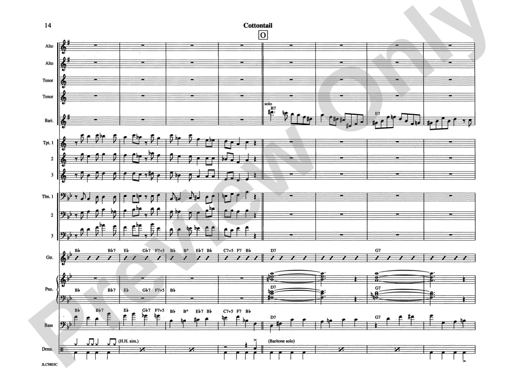 Cottontail: Jazz Ensemble Conductor Score & Parts