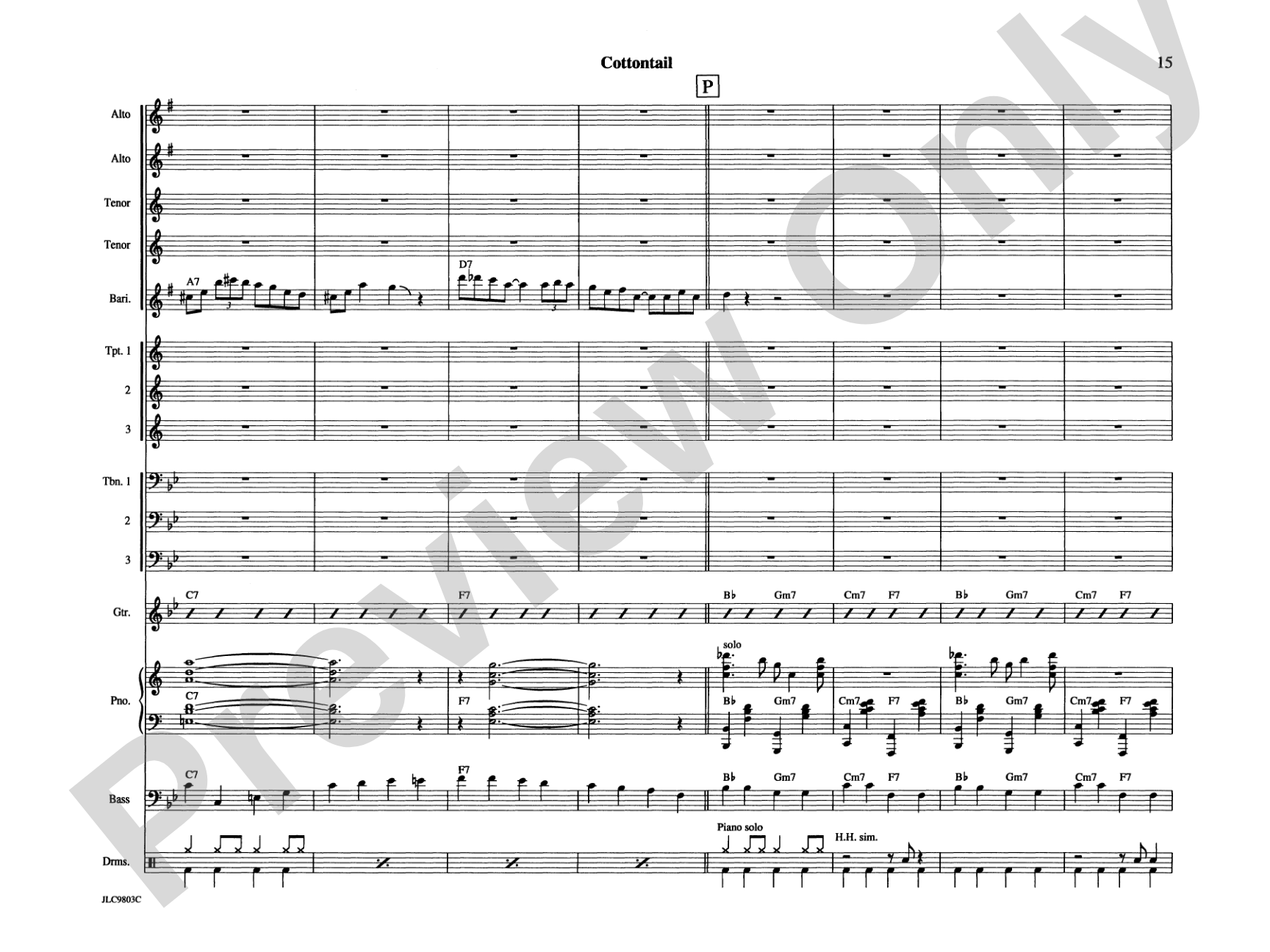 Cottontail: Jazz Ensemble Conductor Score & Parts
