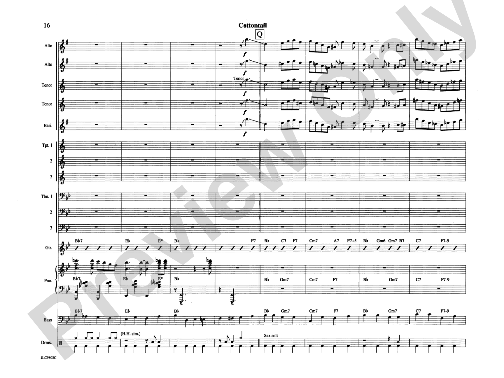 Cottontail: Jazz Ensemble Conductor Score & Parts