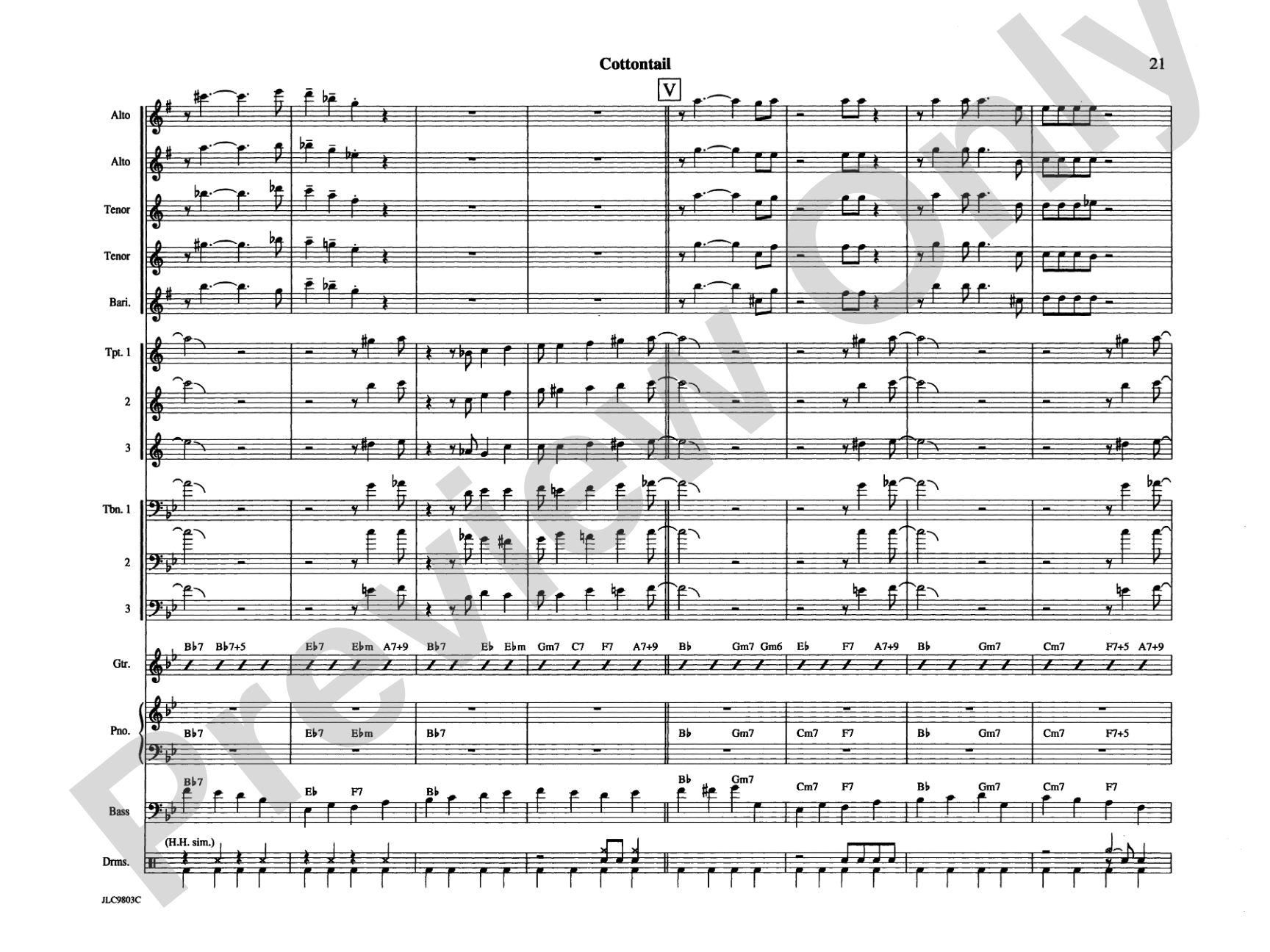 Cottontail: Jazz Ensemble Conductor Score & Parts