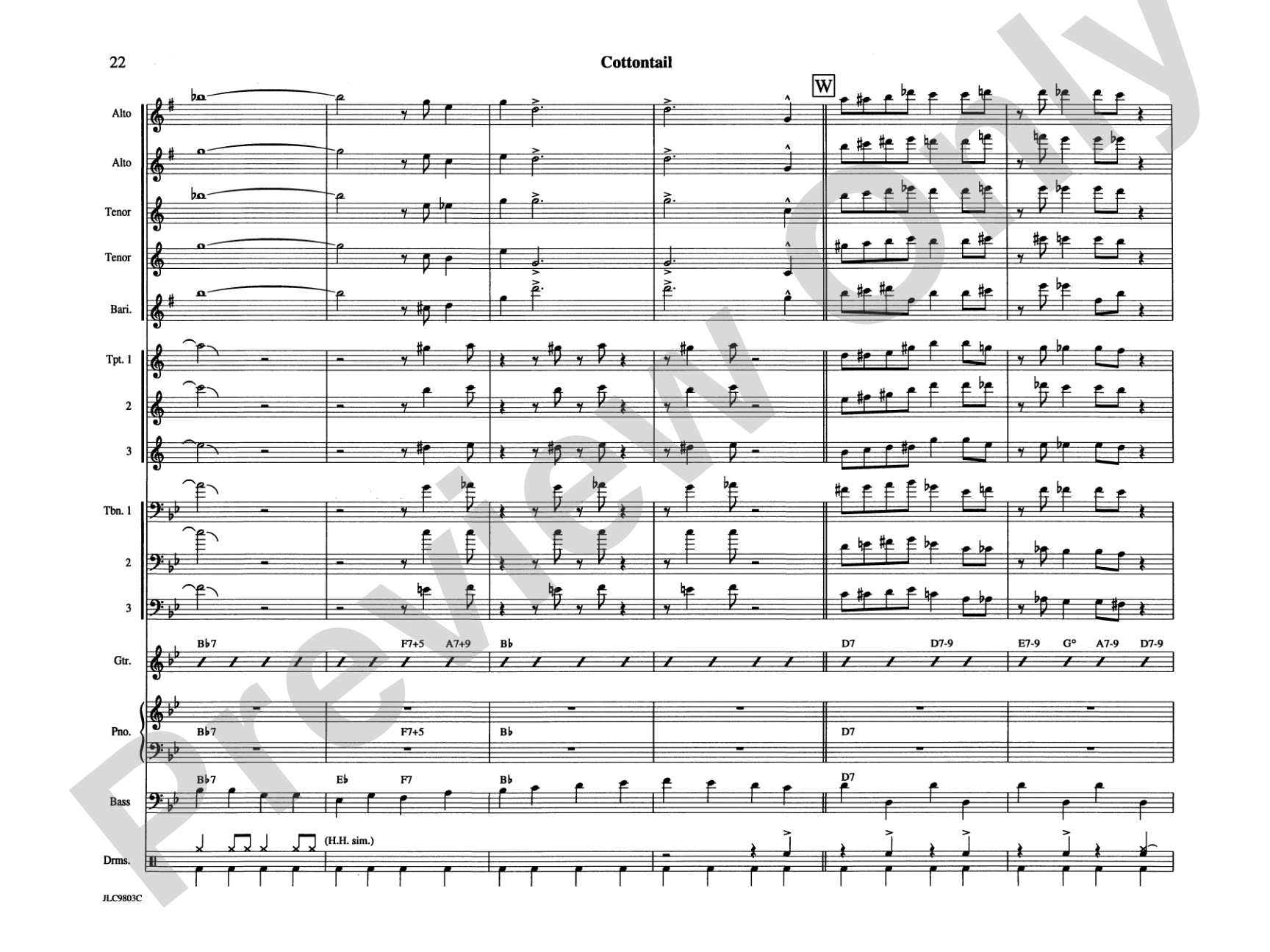Cottontail: Jazz Ensemble Conductor Score & Parts