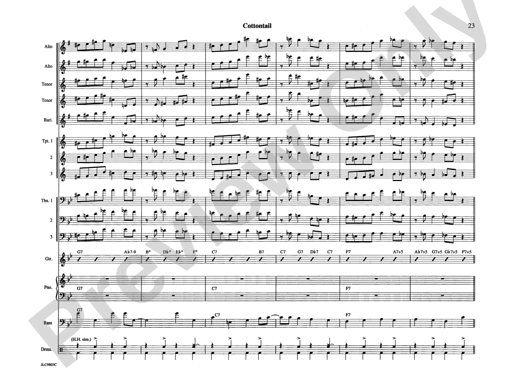 Cottontail: Jazz Ensemble Conductor Score & Parts